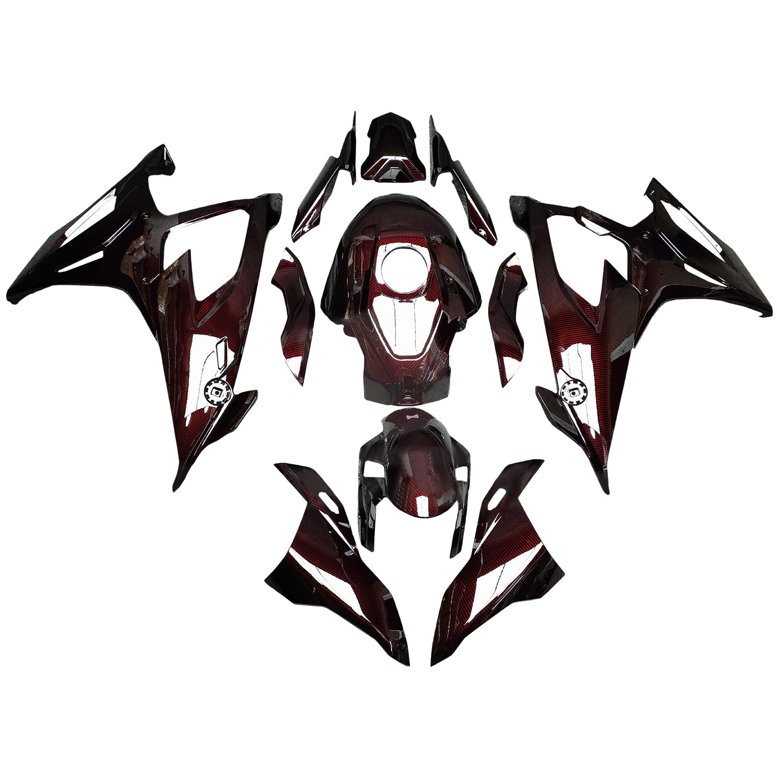 Amotopart 2019-2022 BMW S1000RR Red Carbon Fiber Pattern Fairing Kit