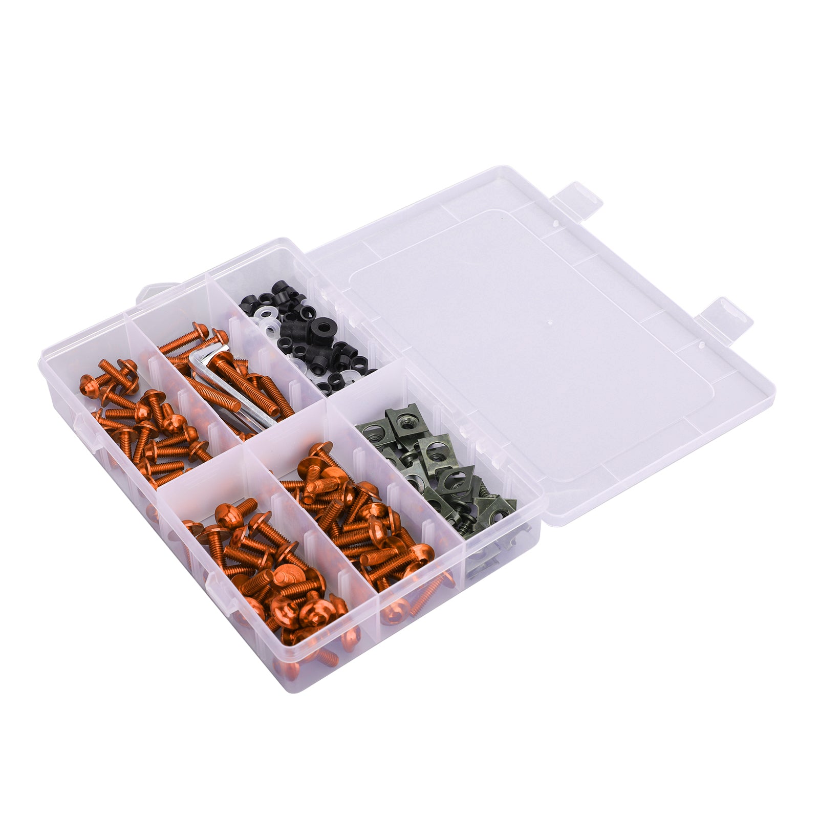 177PCS Motorcycle Sportbike Windscreen Fairing Bolts Kit Orange Fastener Screws