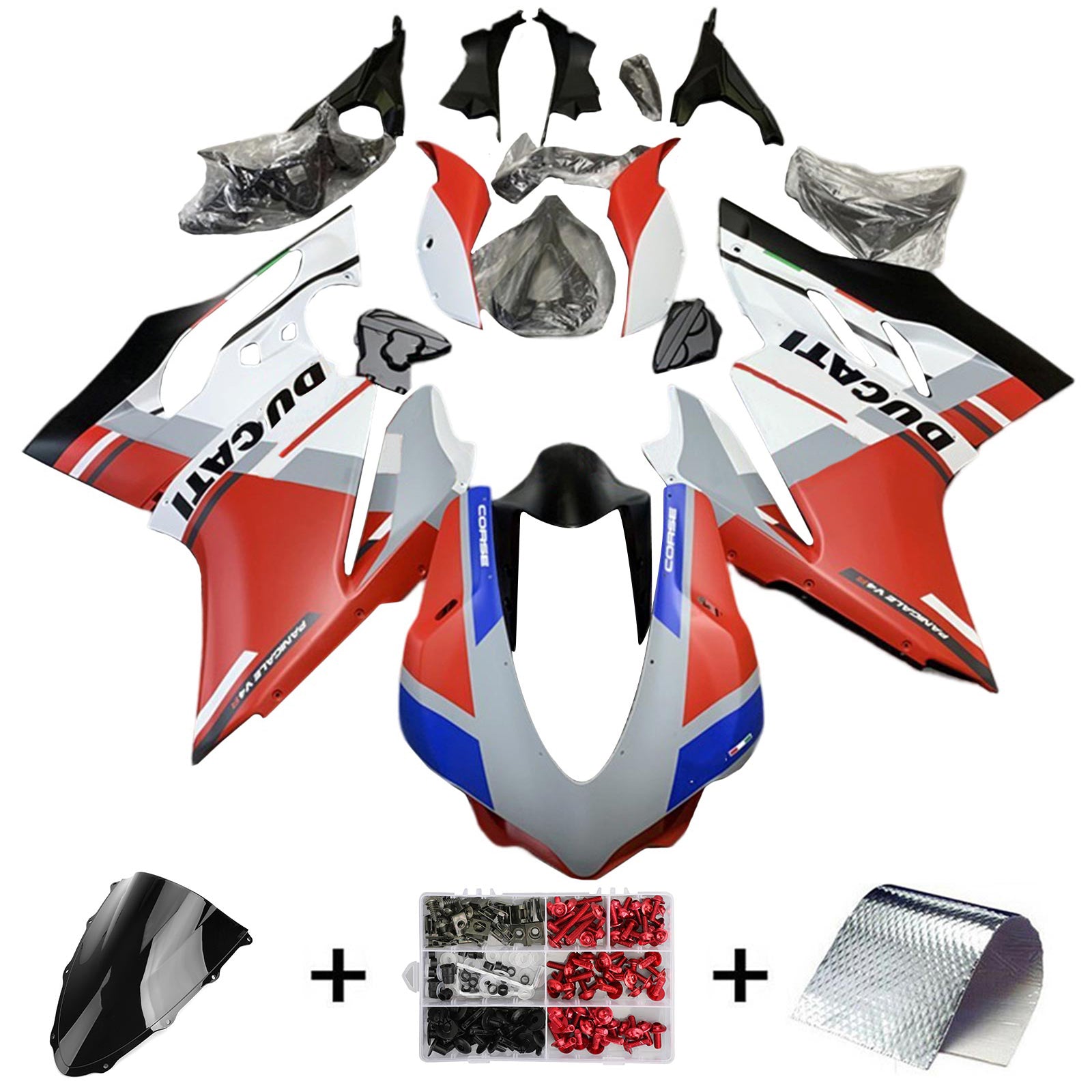 Amotopart 2015-2020 Ducati 1299 959 Kit de carenado Style2 rojo y blanco