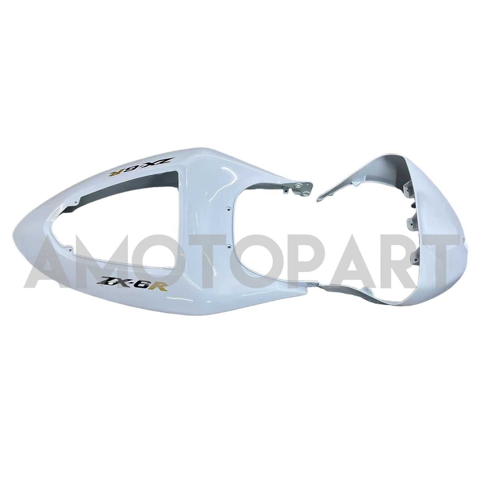 Amotopart 2005-2006 Kawasaki ZX6R 636 White Fairing Kit
