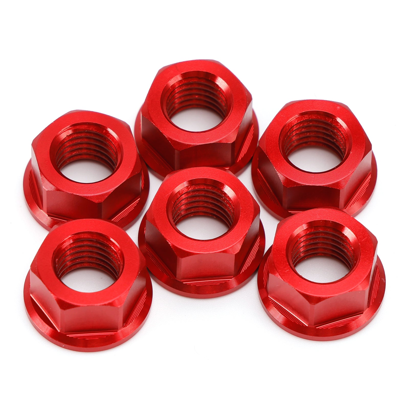 6 Pack Motorcycle Bike Aluminum Rear Sprocket Flange Nuts M10X1.5mm Red