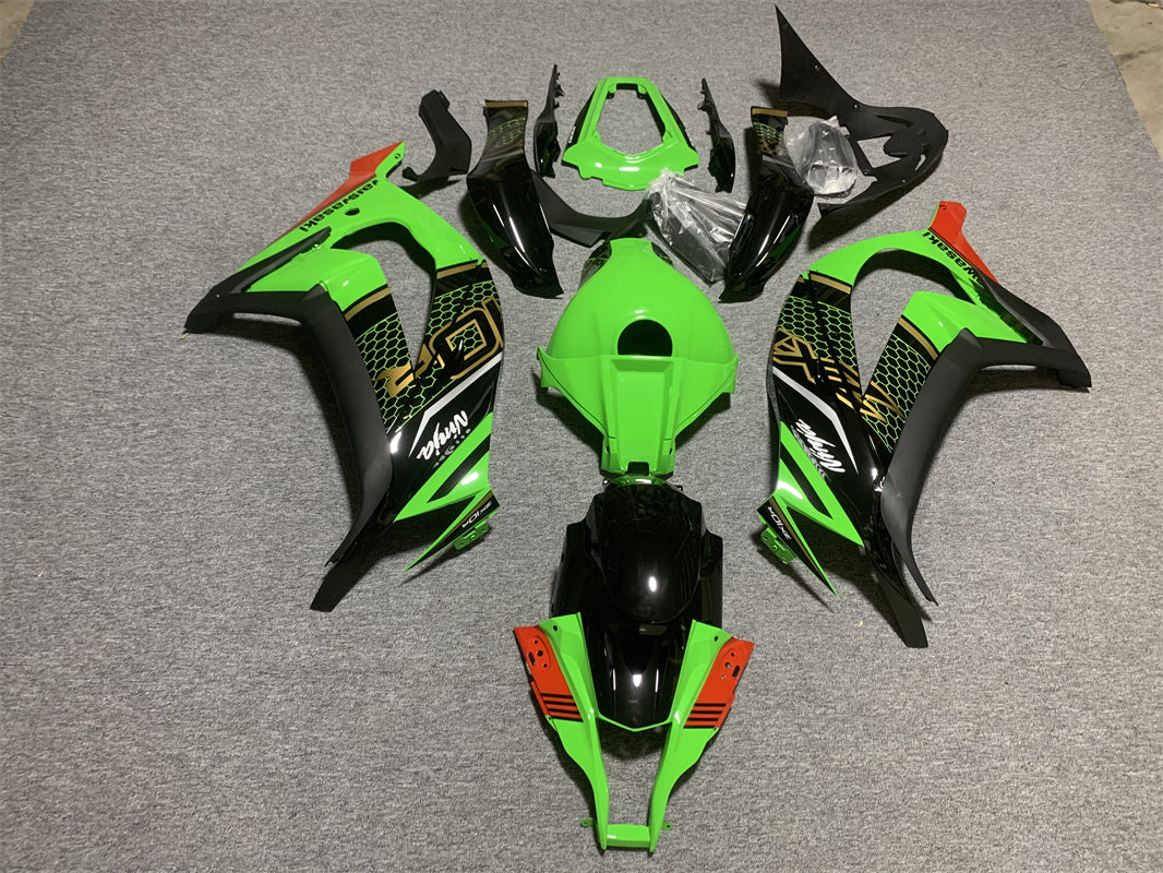 Amotopart 2011-2015 Kawasaki ZX10R Kit de carenado verde y negro Style1