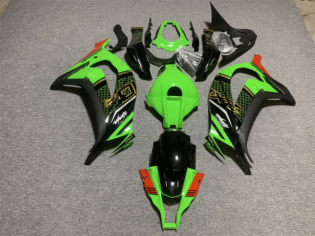 Kit carena Amotopart 2011-2015 Kawasaki ZX10R verde e nero Style1