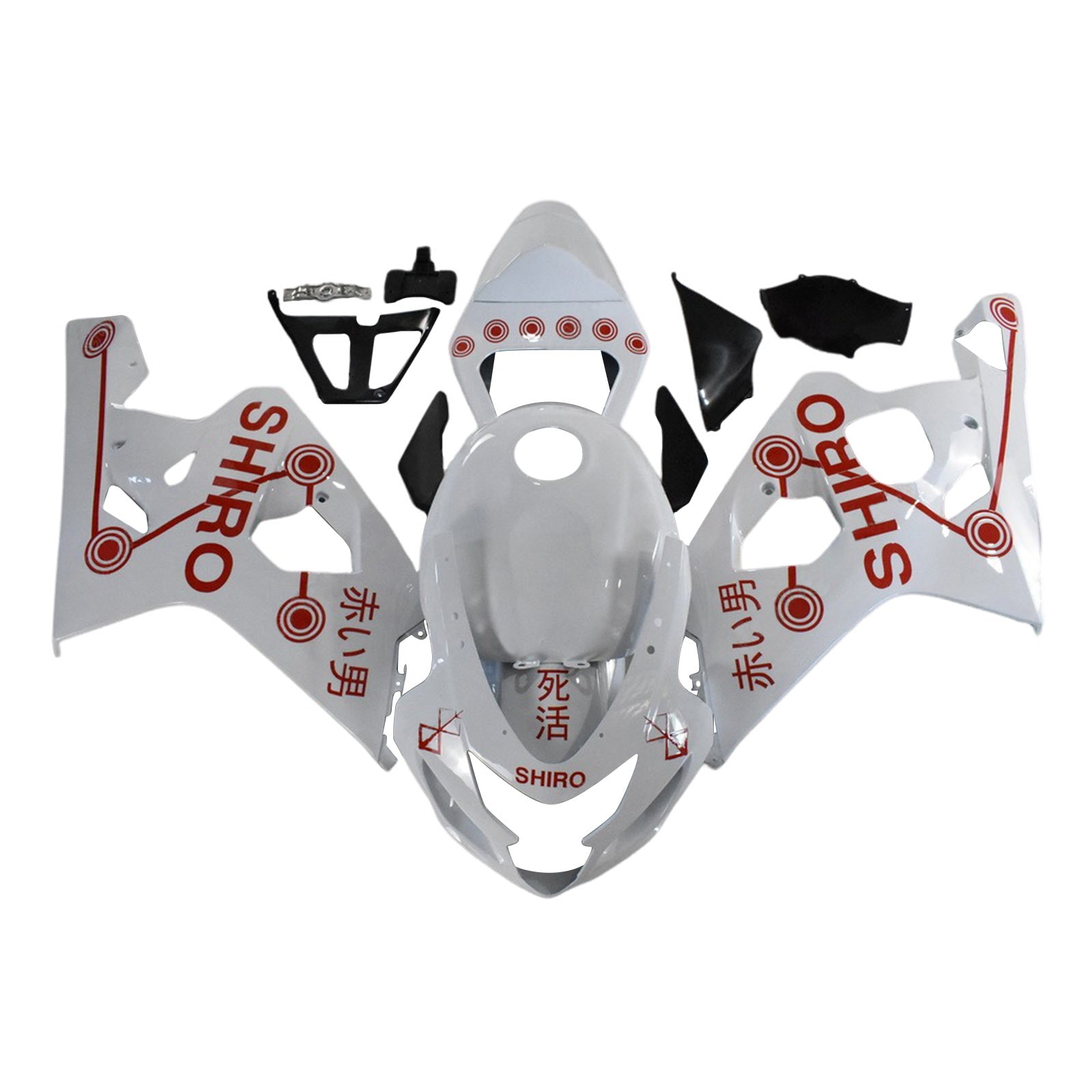 Amotopart 2004-2005 K4 GSXR 600/750 Suzuki White&Red Emblems Fairing Kit