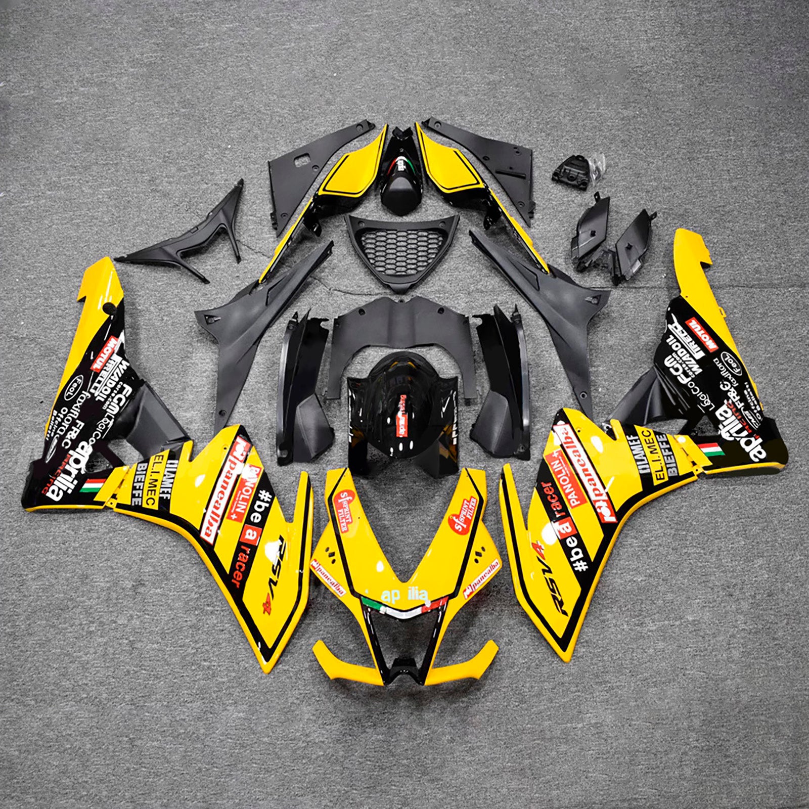 Amotopart 2009-2015 Aprilia RSV4 1000 Yellow Black Fairing Kit