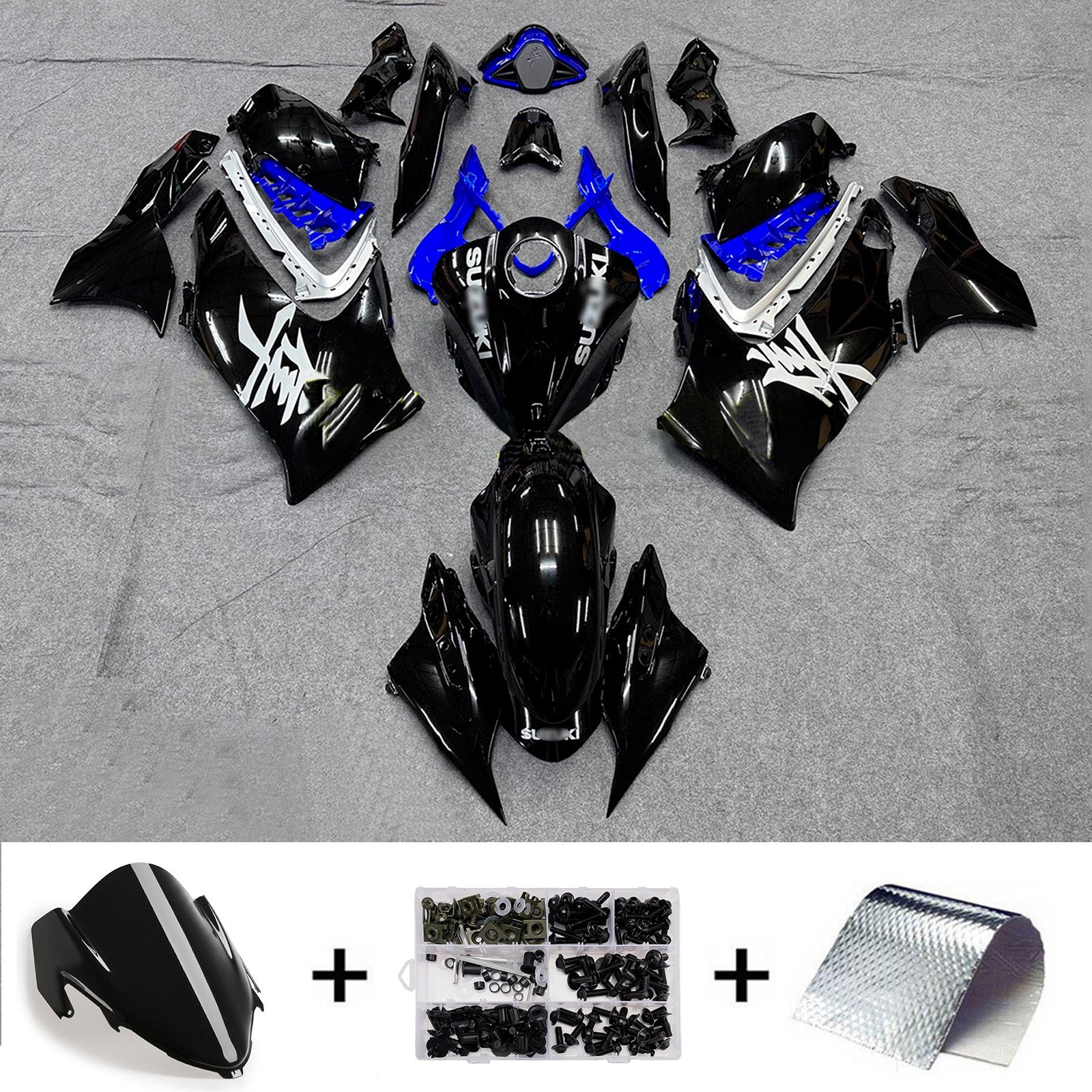 Amotopart 2021-2025 Suzuki GSX1300R Black White Blue Fairing Kit