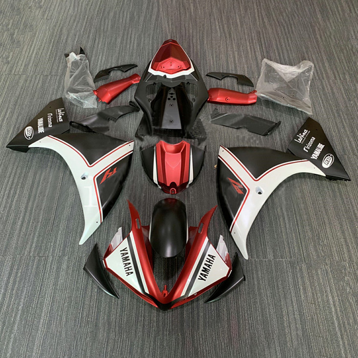 Amotopart 2009-2011 ヤマハ YZF 1000 R1 マットブラック&レッドフェアリングキット