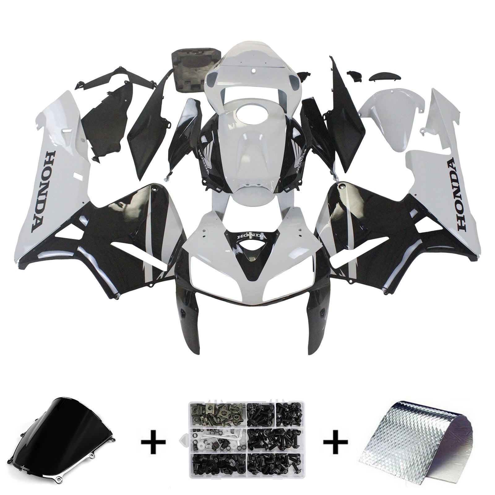 Amotopart 2005-2006 Honda CBR600RR White Black Fairing Kit