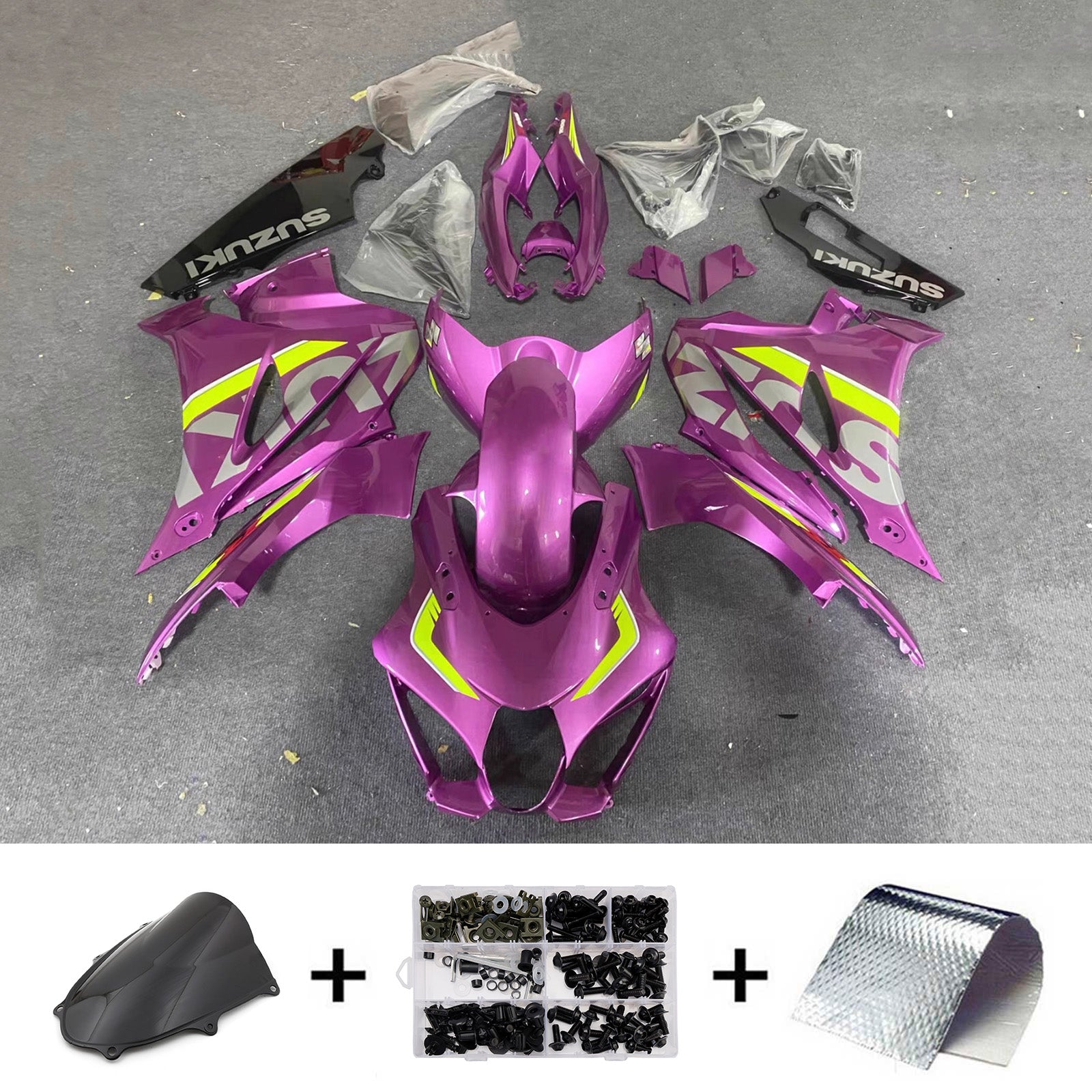 Amotopart 2017-2025 Suzuki GSXR1000 Purple Gray Yellow Fairing Kit