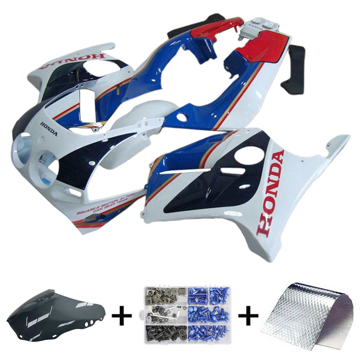 Amotopart 1988-1989 Honda CBR250RR MC19 Kit de carenado negro azul blanco