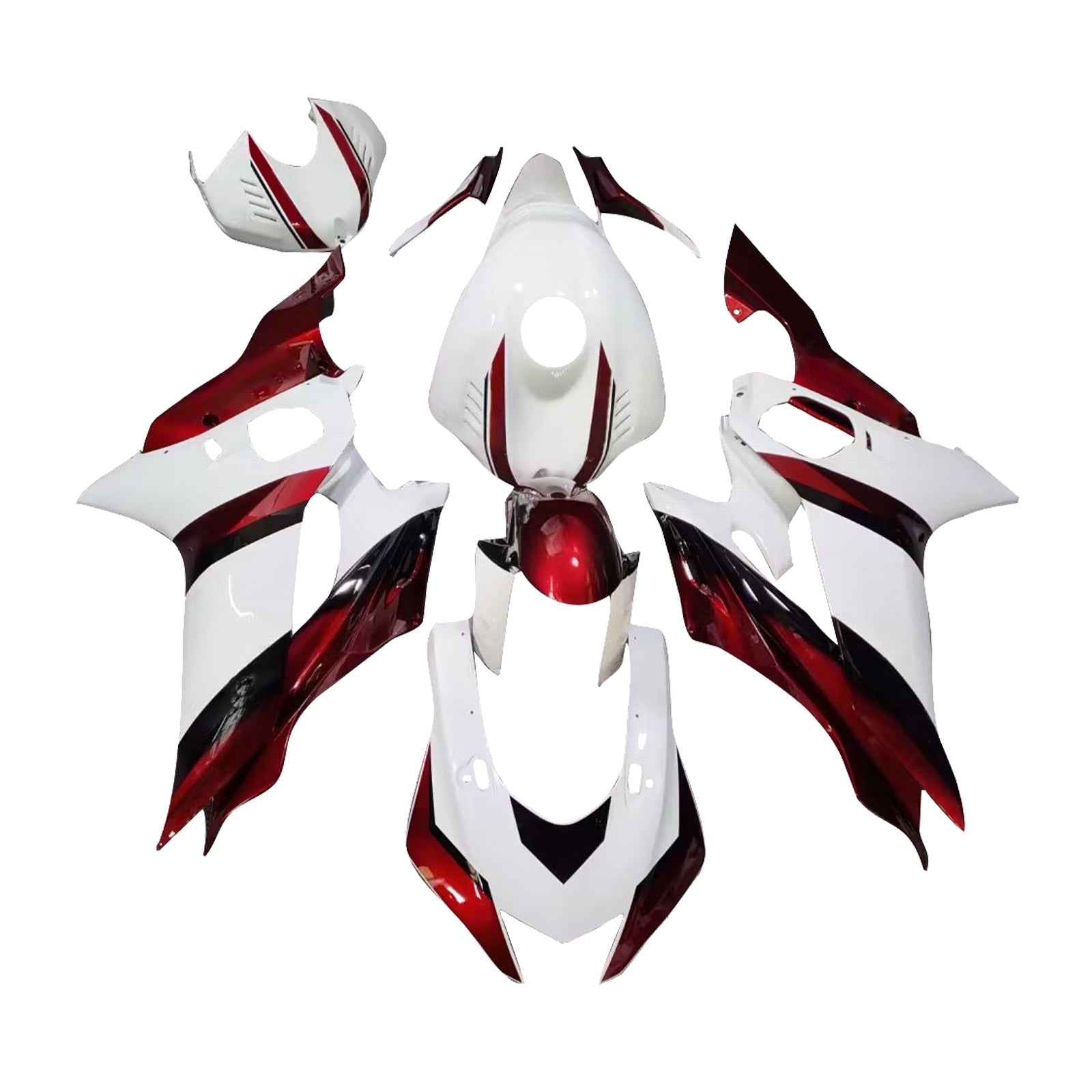 Amotopart 2017-2023 Yamaha YZF-R6 White Gloss Red Line Fairing Kit