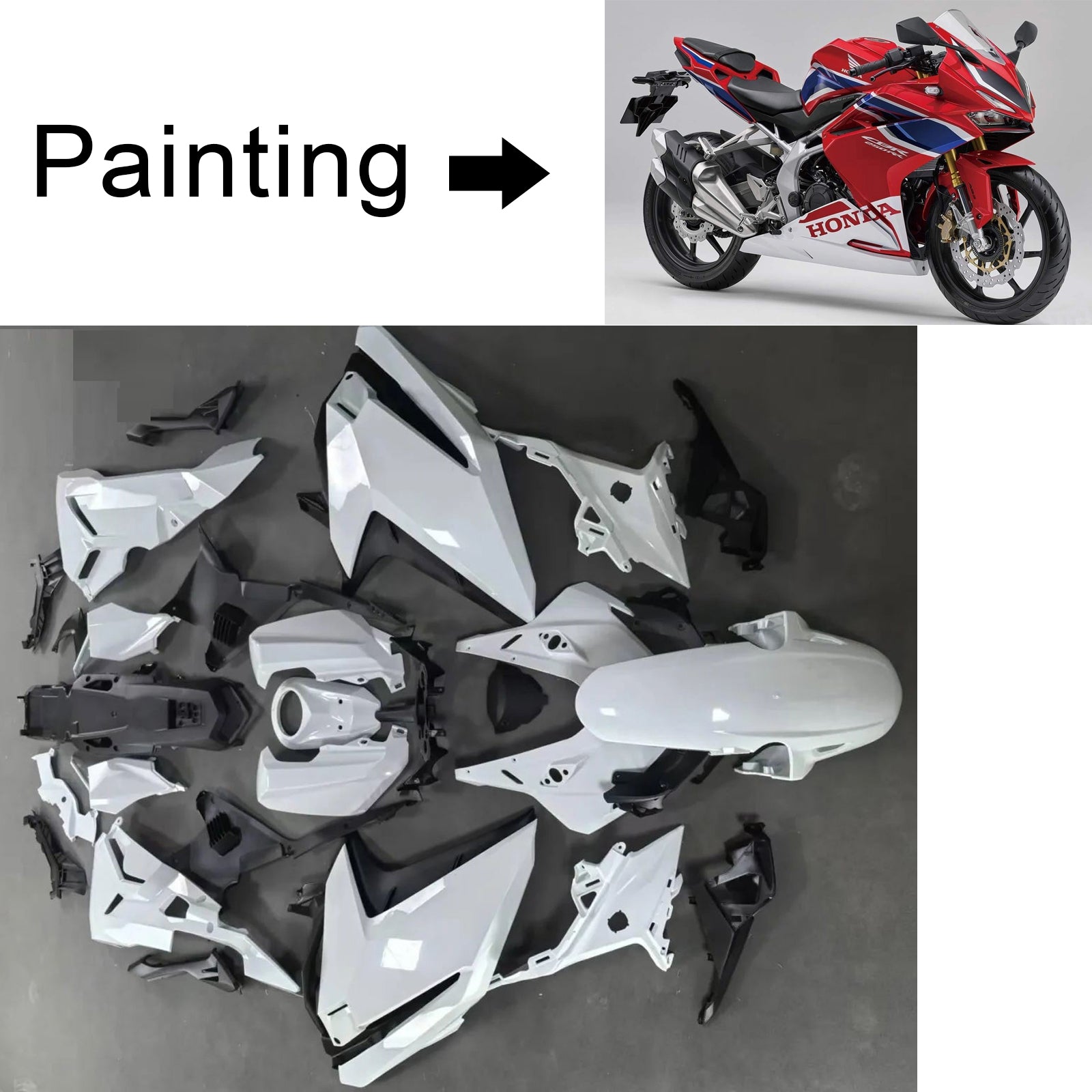 Amotopart 2017-2022 Honda CBR250RR White Red Blue Fairing Kit