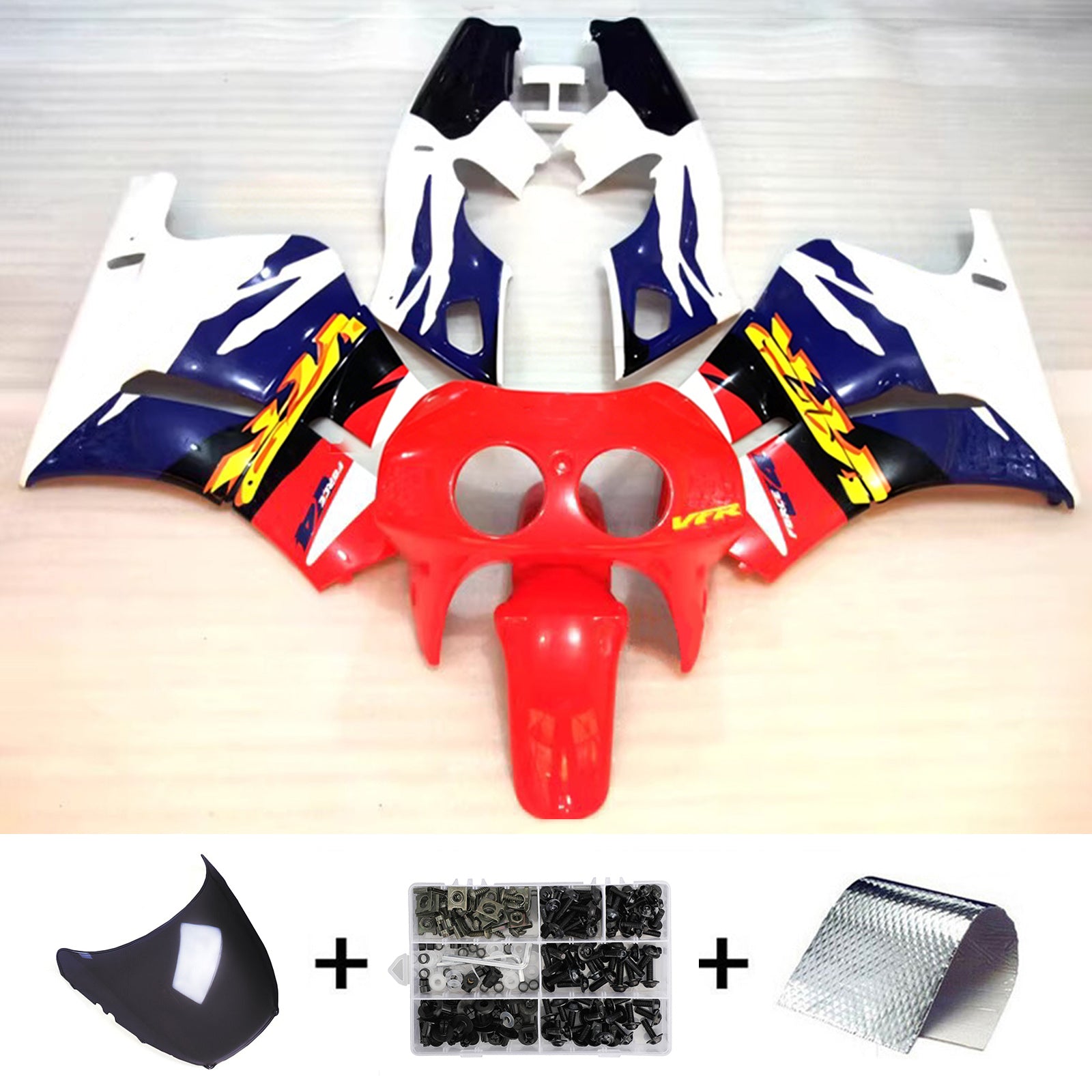 Amotopart 1988-1992 Honda VFR400R NC30 White/Red Fairing Kit