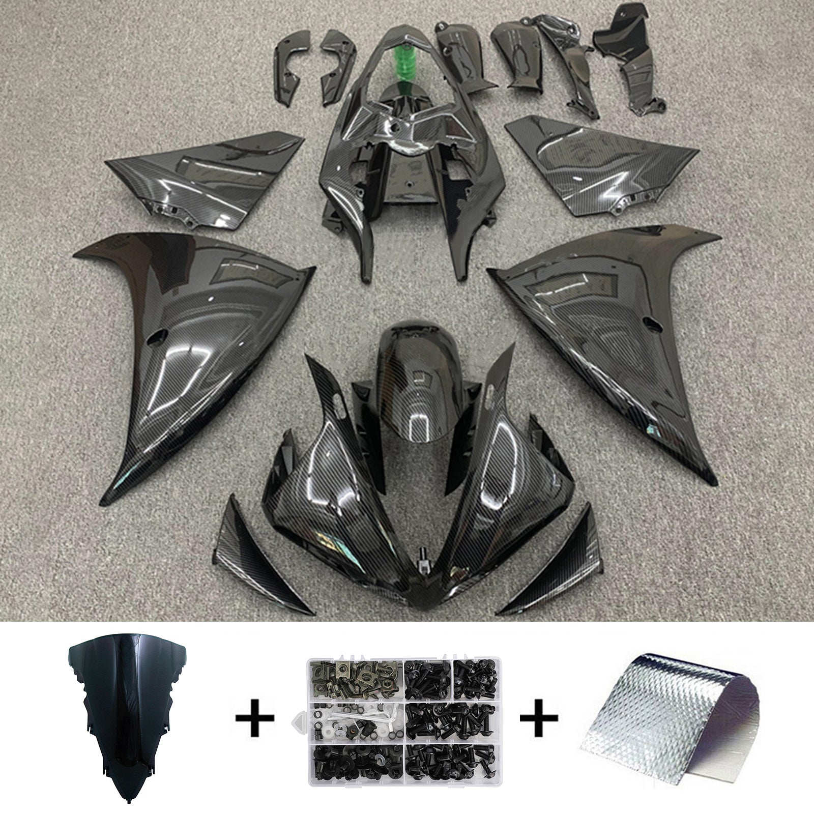 Amotopart 2012-2014 Yamaha YZF 1000 R1 Carbon Fiber Black Fairing Kit