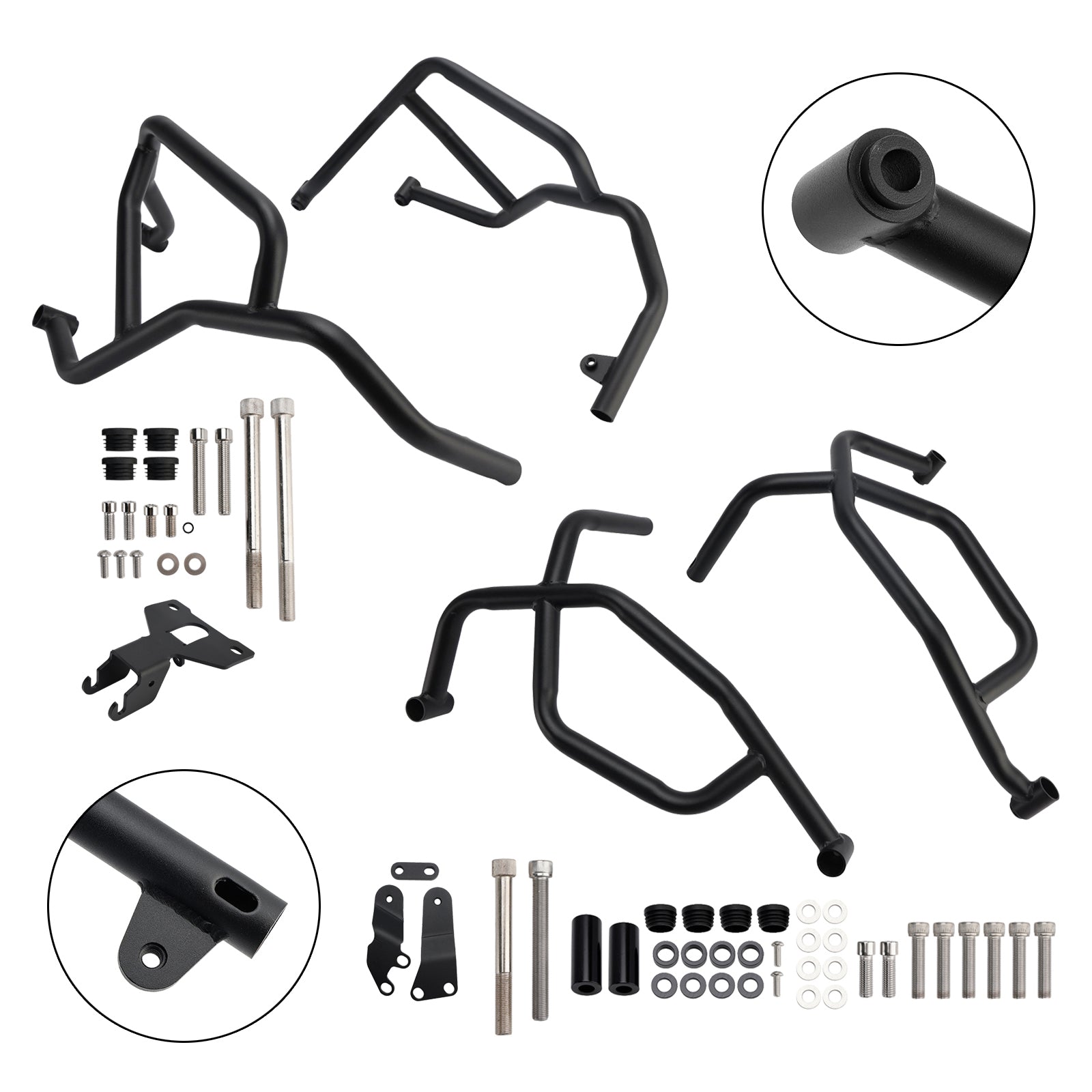 Yamaha Tracer 7 21-25 Upper + Lower Engine Guard Frame Crash Bar Kit Black