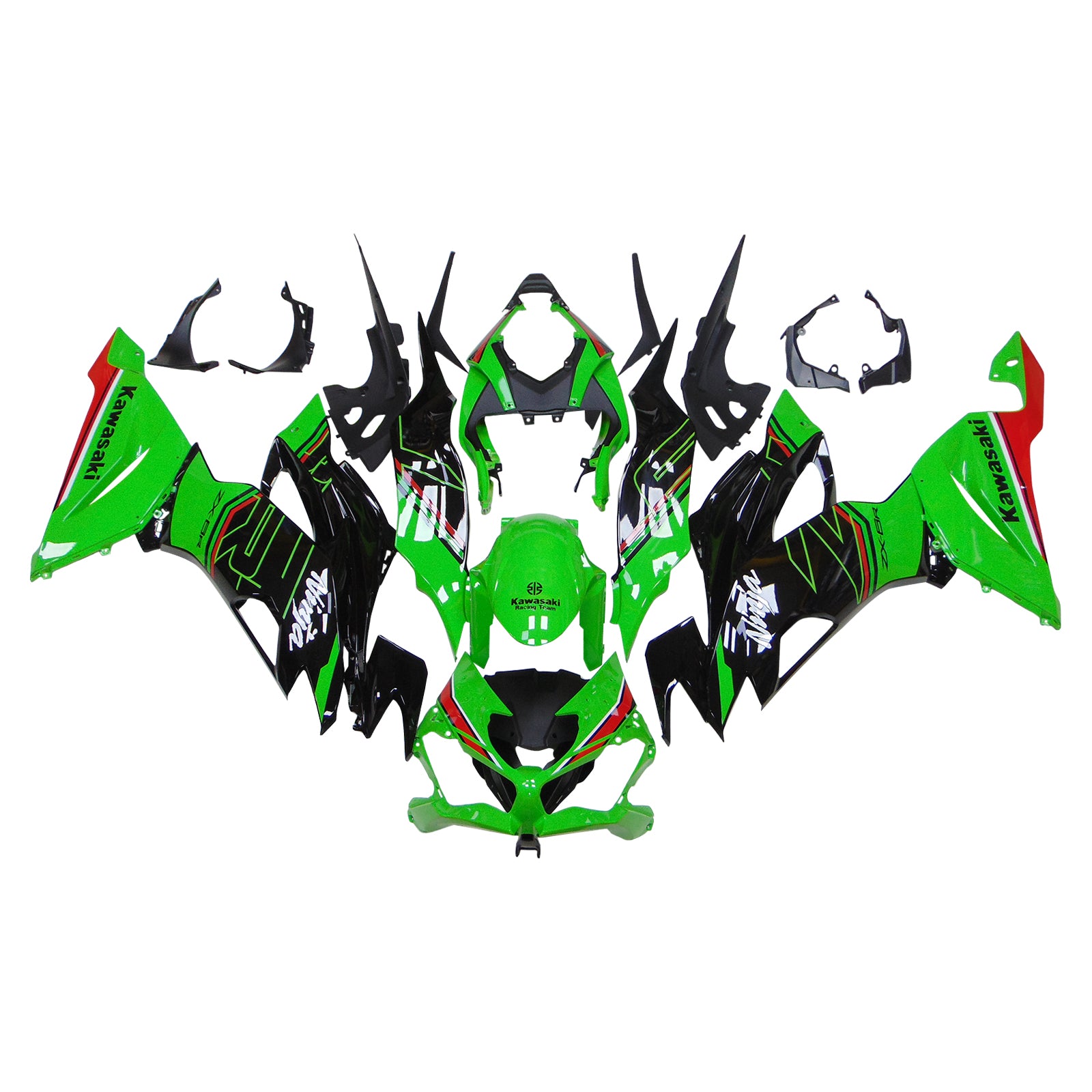 Amotopart 2019-2023 Kawasaki ZX6R Green Black Fairing Kit