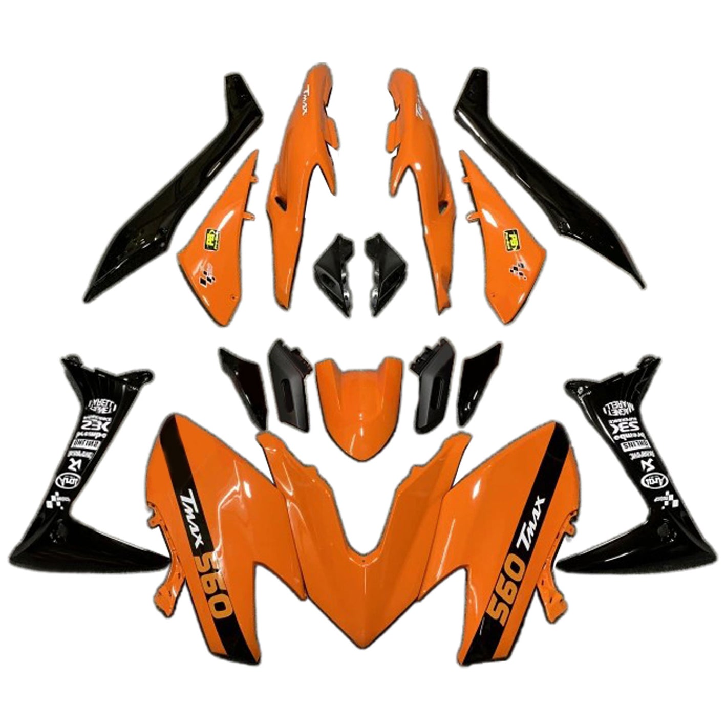 Kit carena Amotopart 2019-2021 Yamaha TMAX560 nero arancione