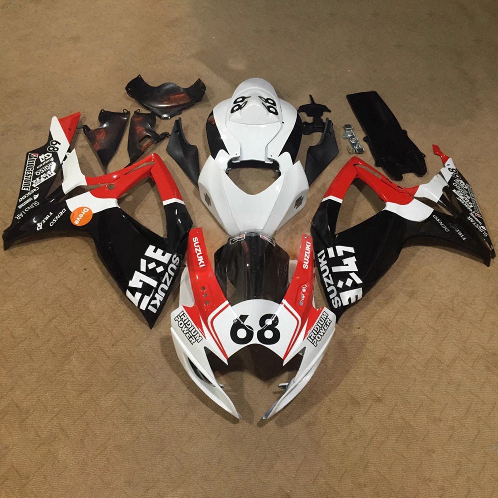 Amotopart 2006-2007 Suzuki GSXR 600/750 White Red Black Fairing Kit
