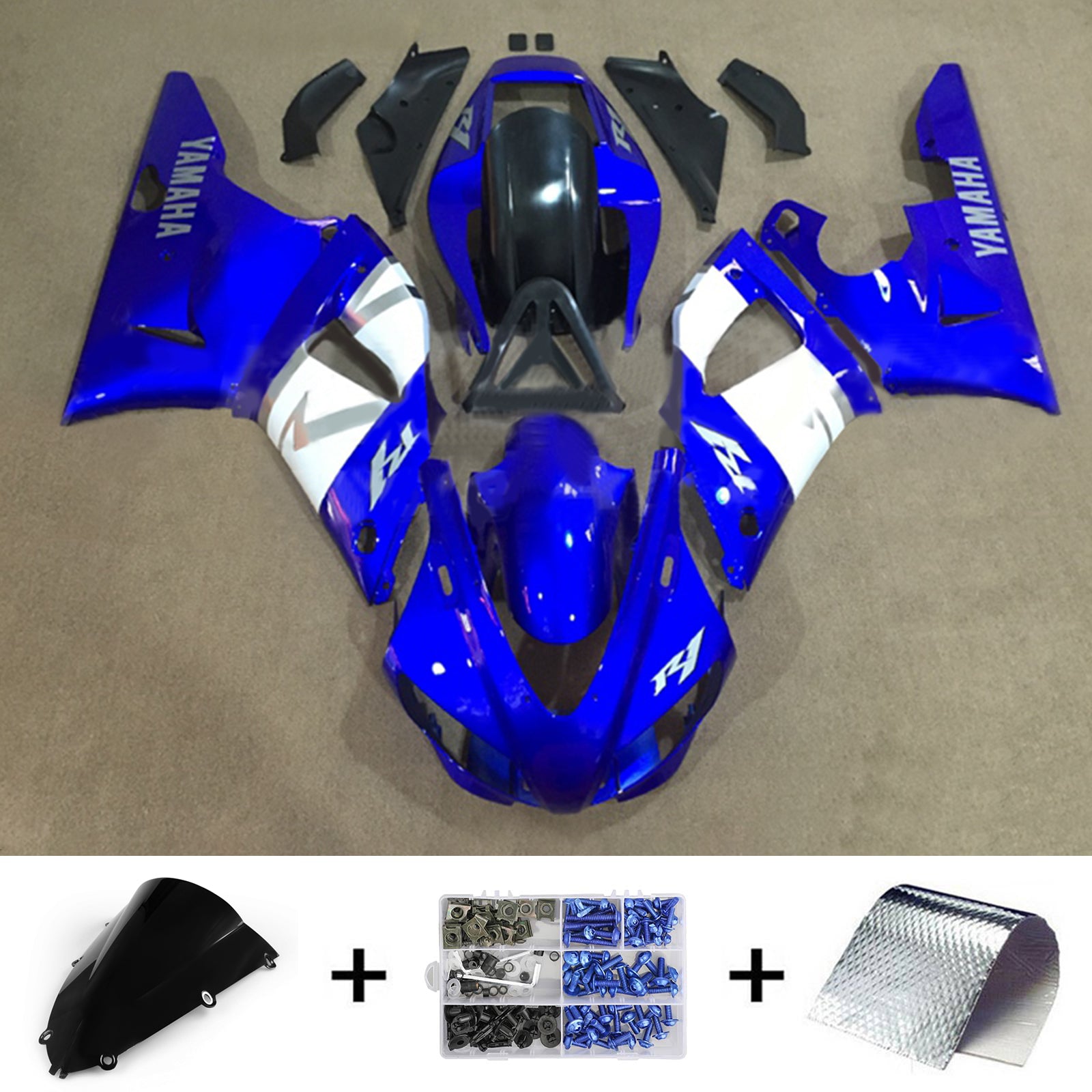 Amotopart 1998-1999 Yamaha YZF 1000 R1 Azul y Blanco Estilo 5 Kit de carenado