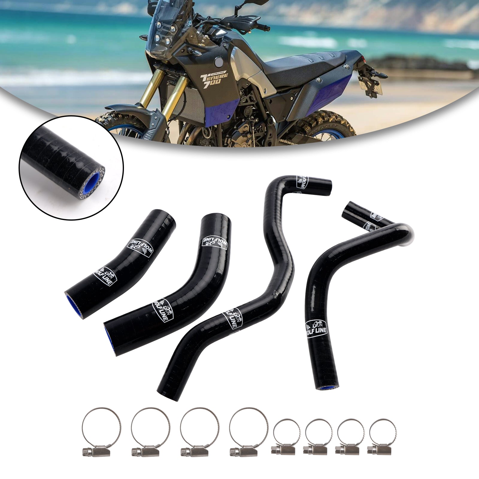 2019-2024 Yamaha Tenere 700 Silicone Radiator coolant Hose kit