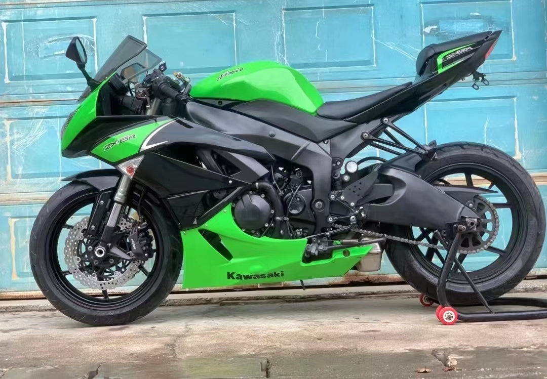 Amotopart Kawasaki 2009-2012 ZX6R 636 Kit de carenado verde Style8