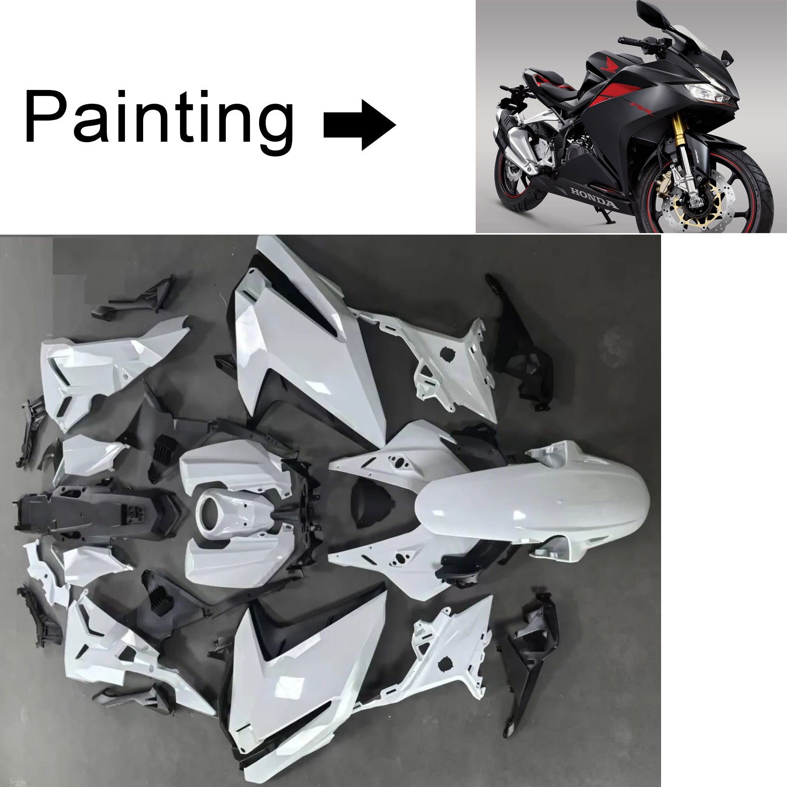 Amotopart 2017-2022 Honda CBR250RR Matte Black Fairing Kit