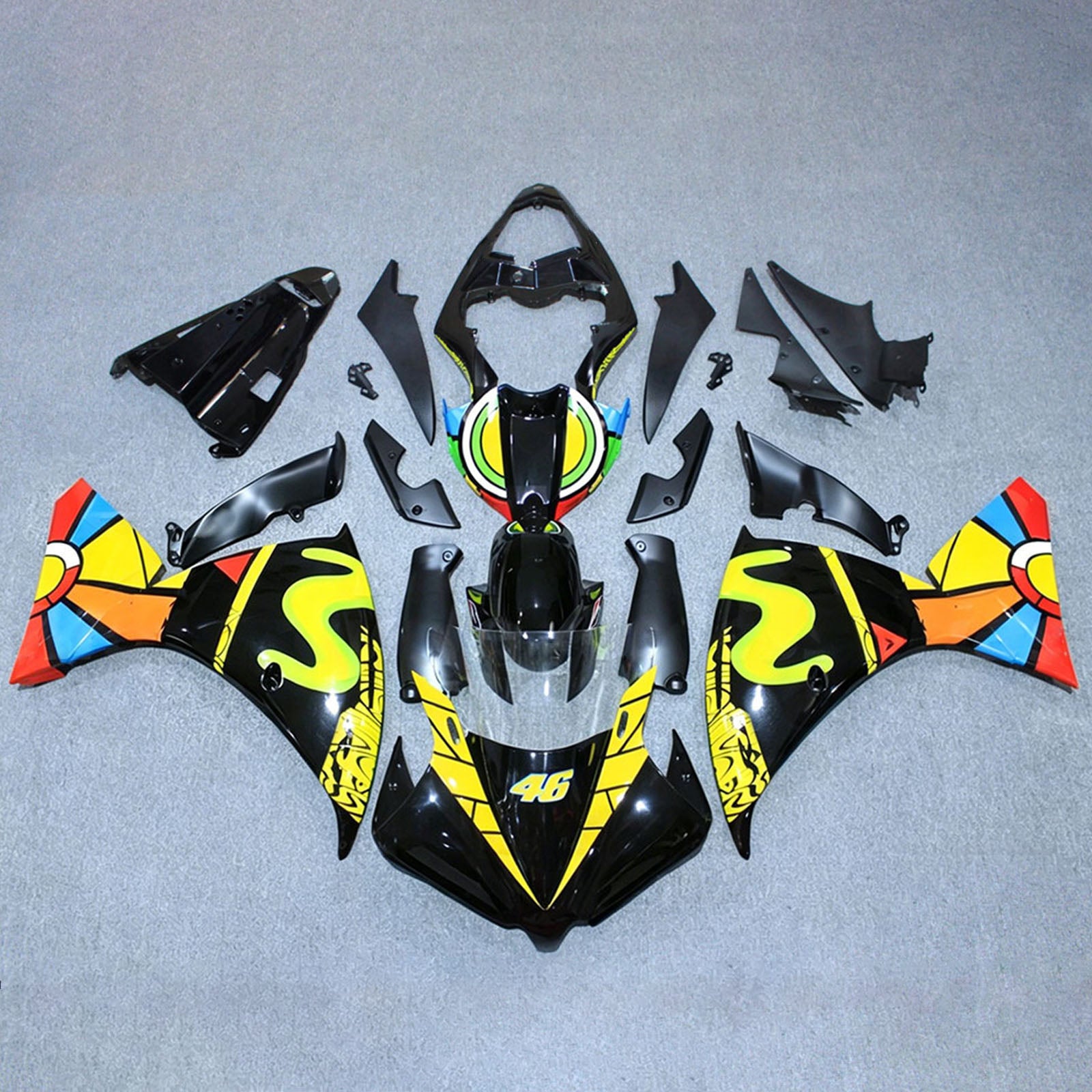 Amotopart 2009-2011 Yamaha YZF-R1 Black/Yellow Fairing Kit