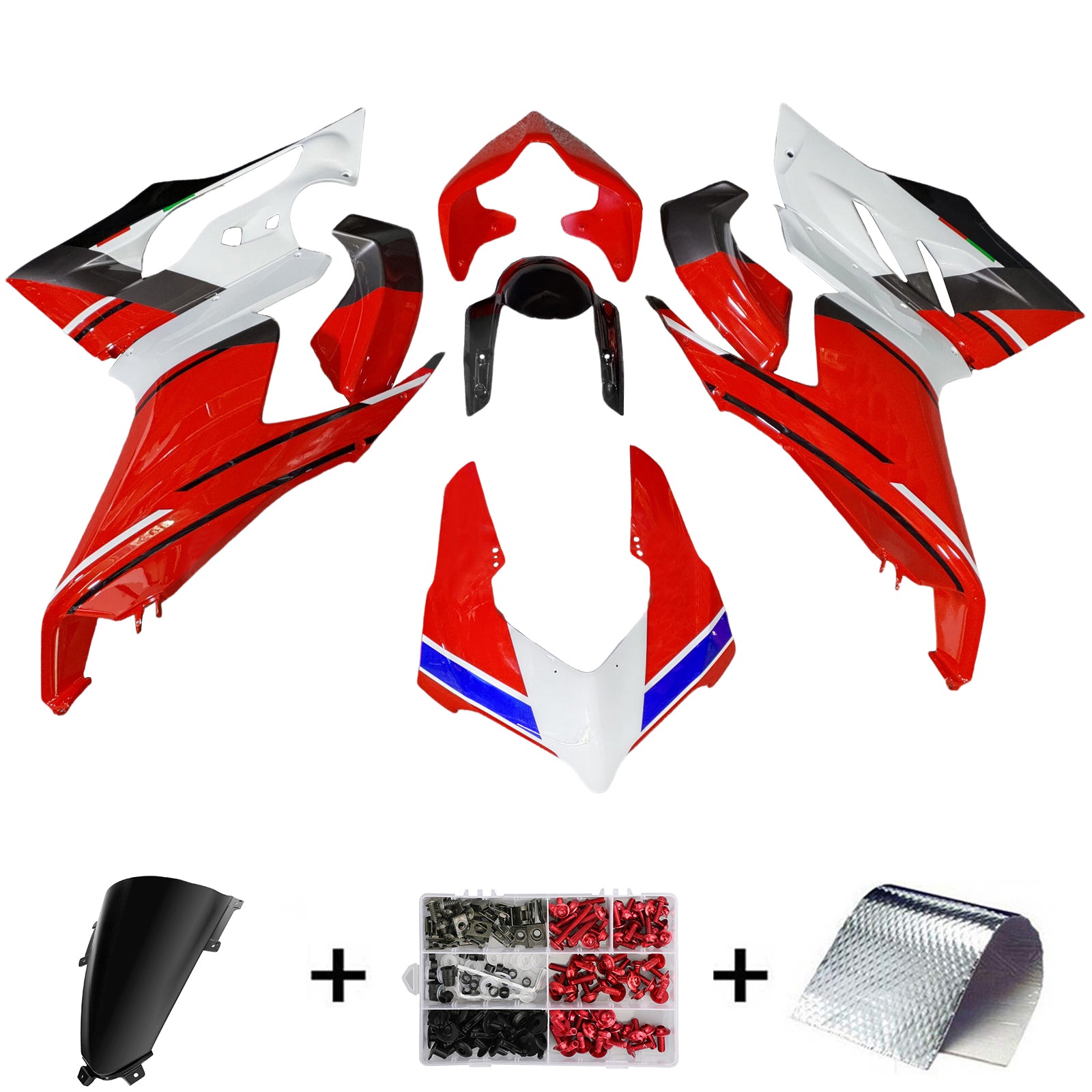 Amotopart 2020-2024 Ducati V2 Glanset Red White Black Fairing Kit