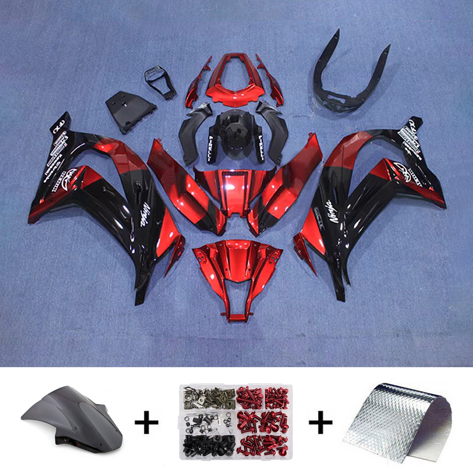 Amotopart 2011-2015 Kawasaki ZX10R Glossy Black Red White Fairing Kit