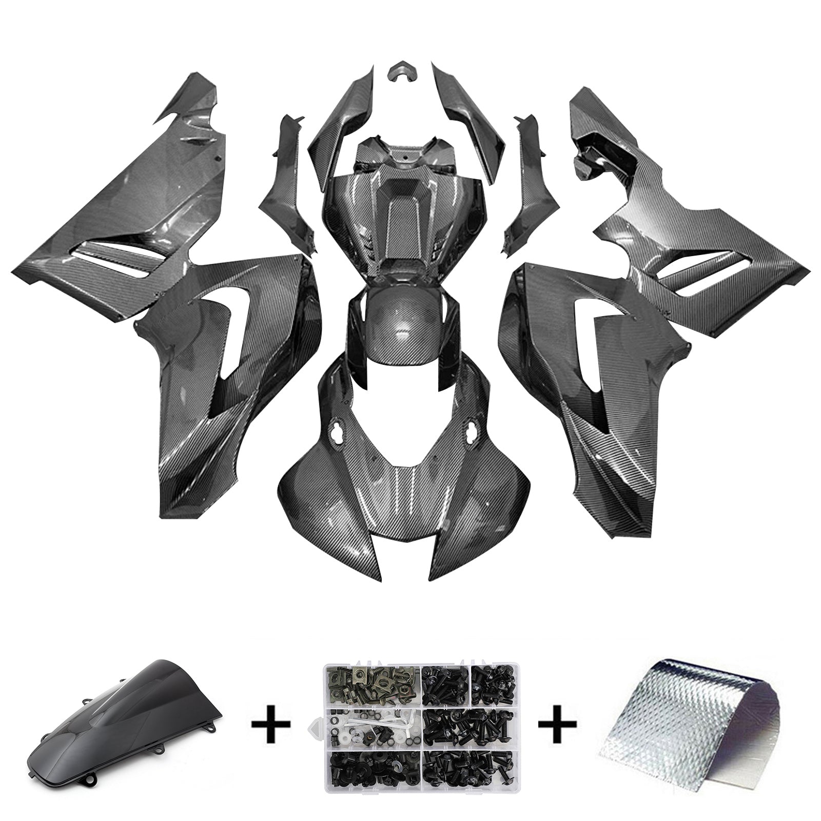 Amotopart 2020-2023 CBR1000RR-R Honda Kit de carenado de fibra de carbono negro y gris