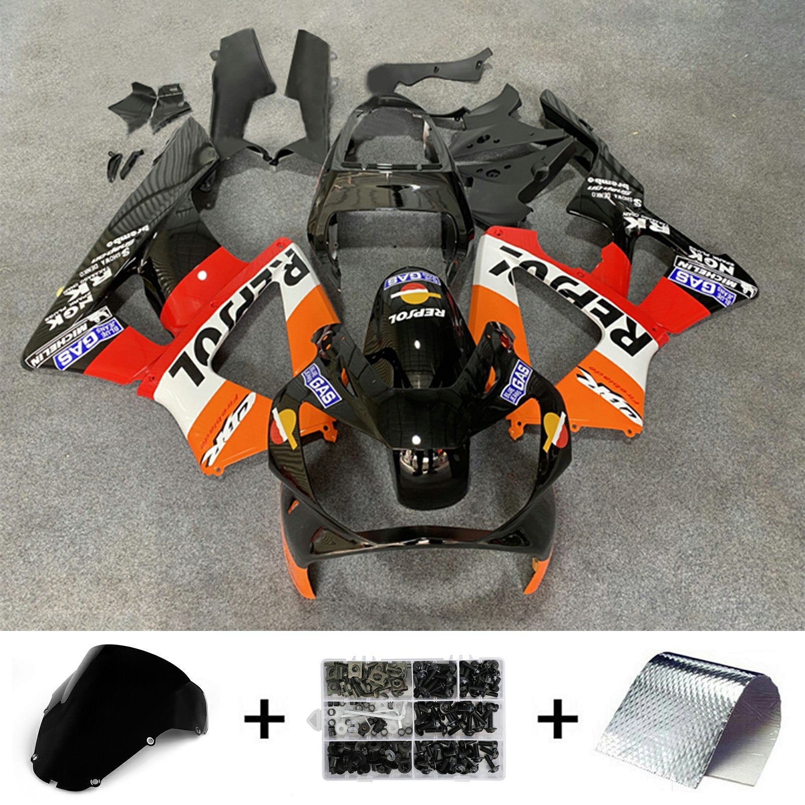 Amotopart 2000-2001 CBR929RR Honda Red&Orange Repjol Fairing Kit