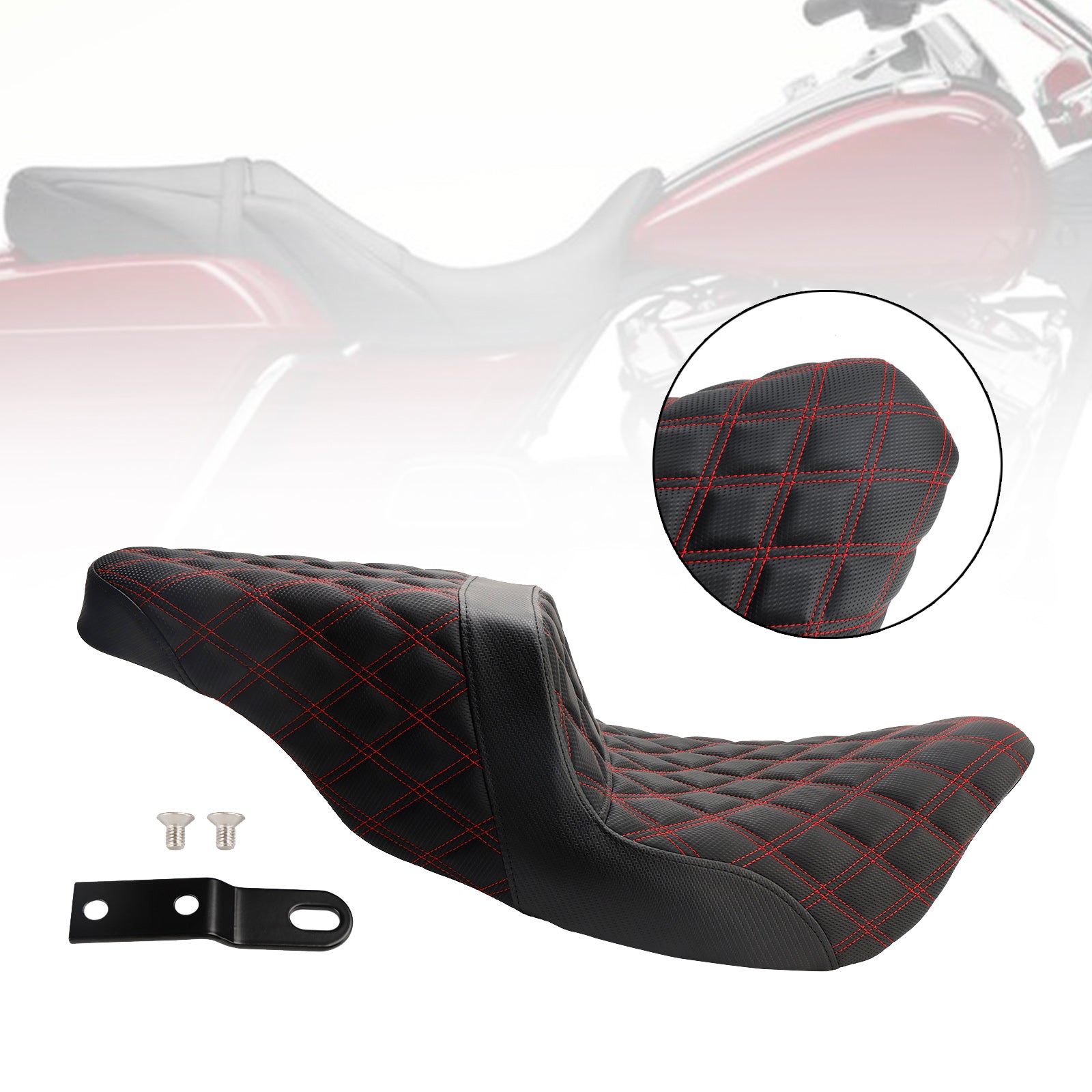 Asiento de pasajero con cojín completo, color rojo, apto para modelos FL Touring 2008-2023