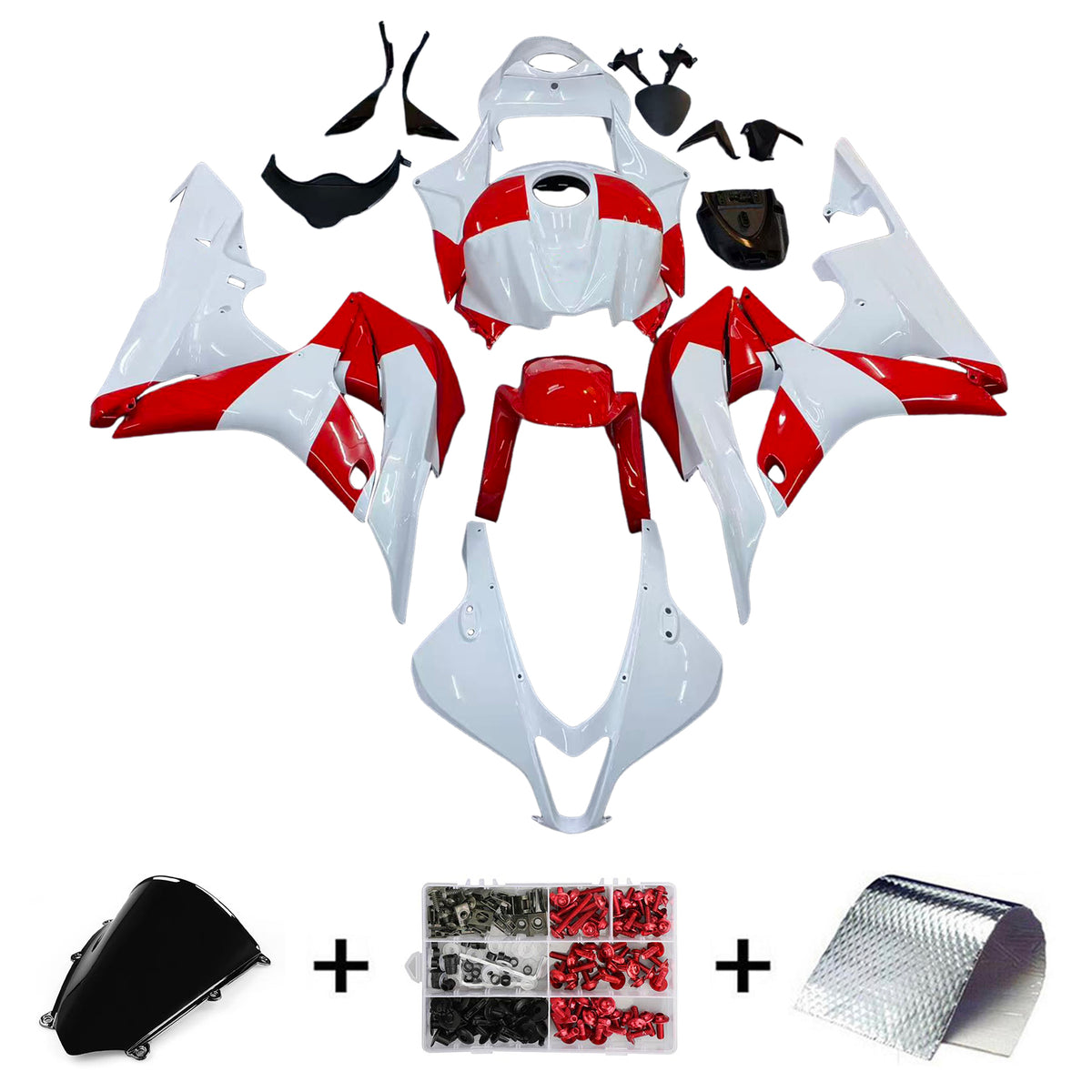 Amotopart 2007-2008 Honda CBR600RR F5 White Red Fairing Kit