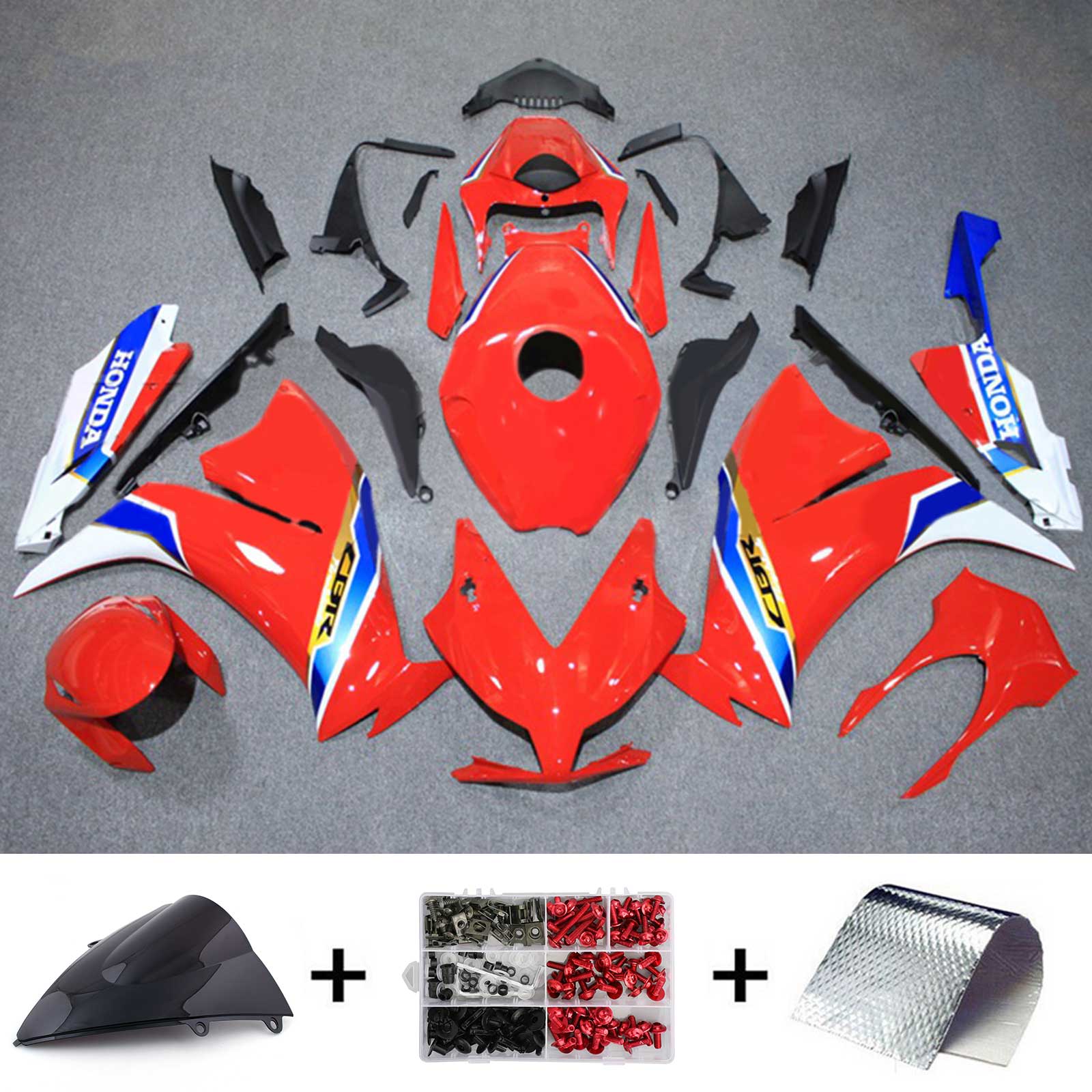 Amotopart 2012-2016 CBR1000RR Honda Azul y Rojo Style3 Kit de carenado