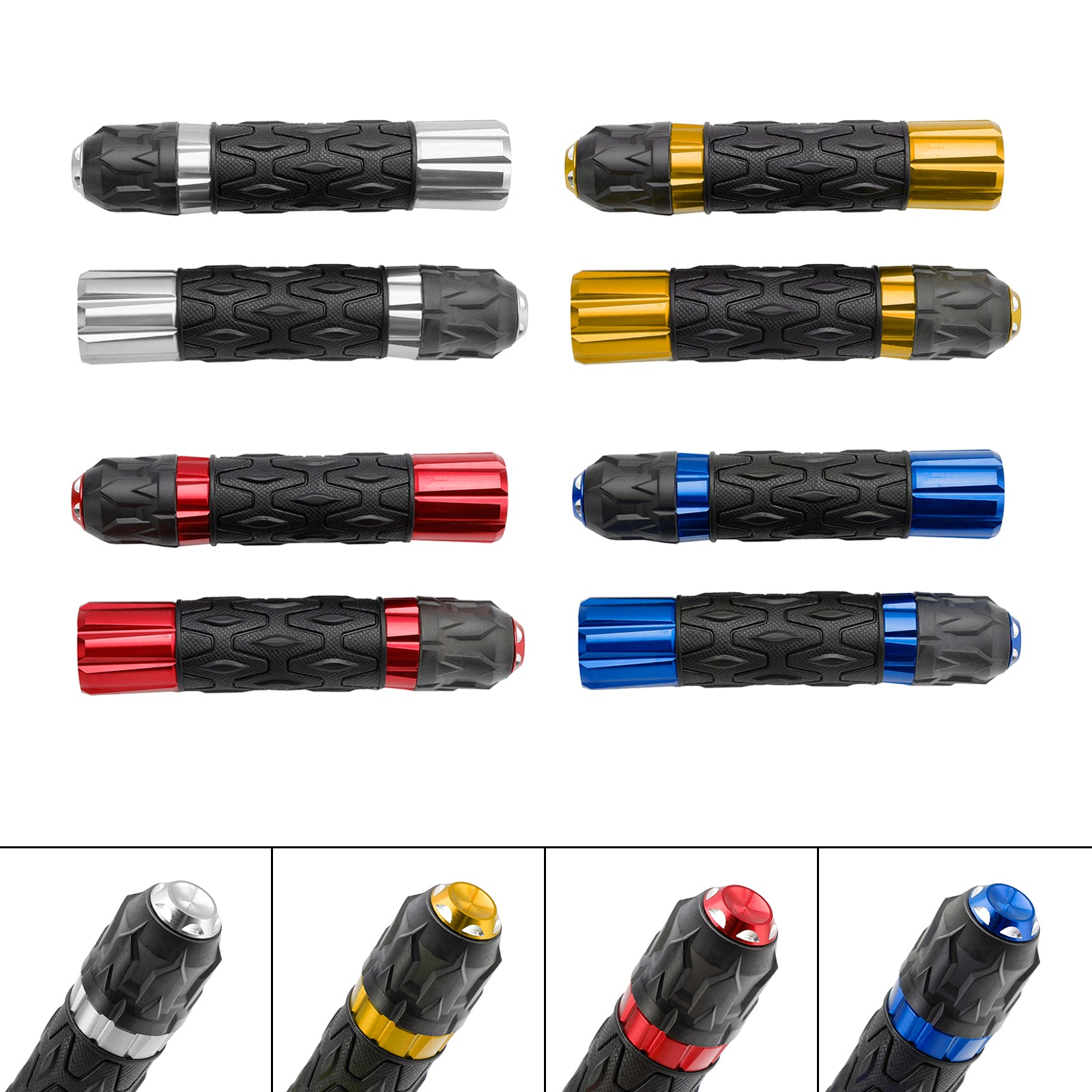 7/8"/22Mm Motorcycle Handle Bar Hand Grips Cnc Universal Red For Motorcycles Silver