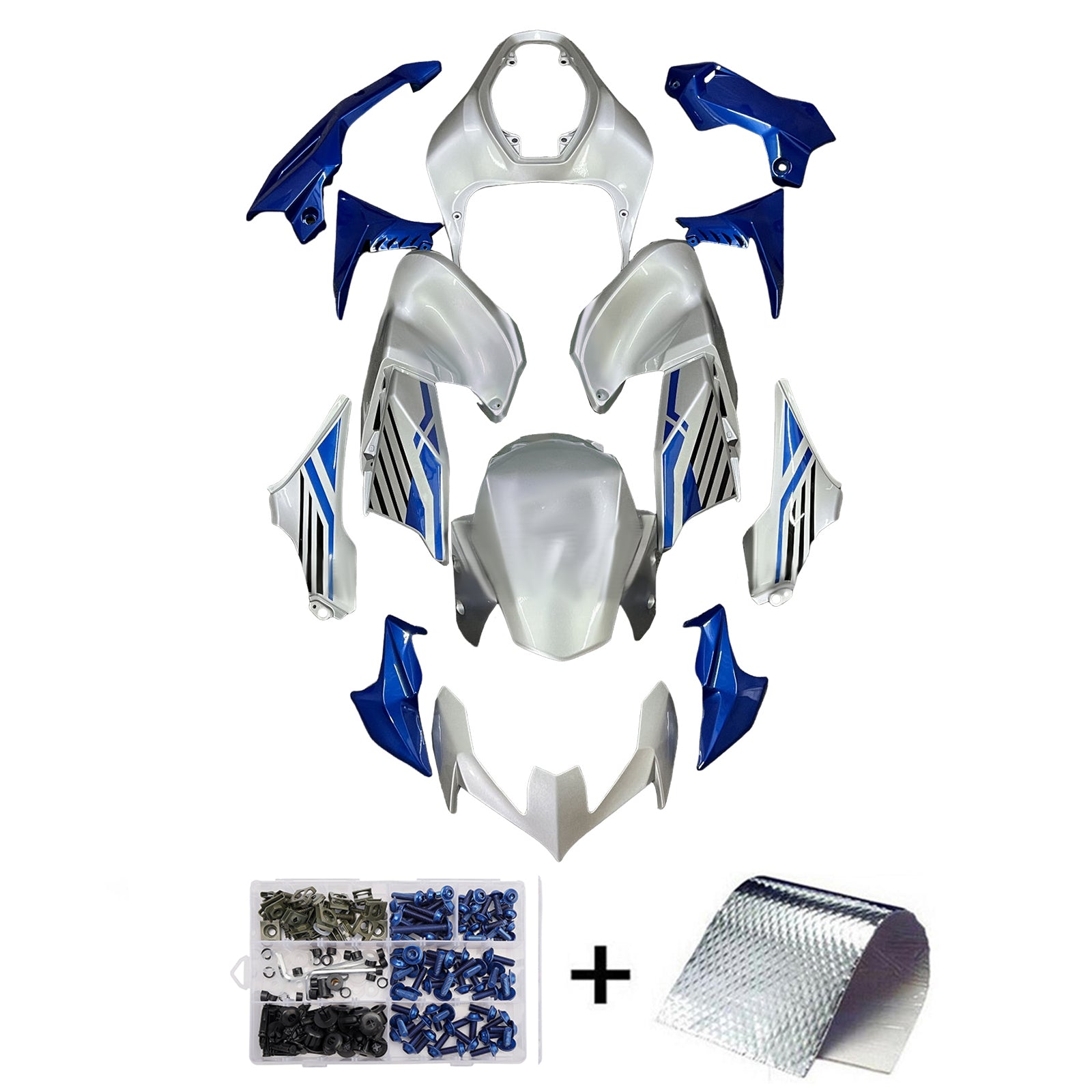 Amotopart 2020-2024 Kawasaki Z900 Silver Blue Fairing Kit