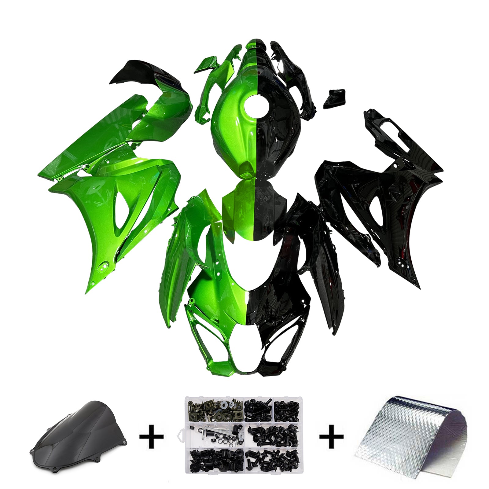 Amotopart 2017-2025 Suzuki GSXR1000 Green Carbonfaser-Musterverkleidungskit