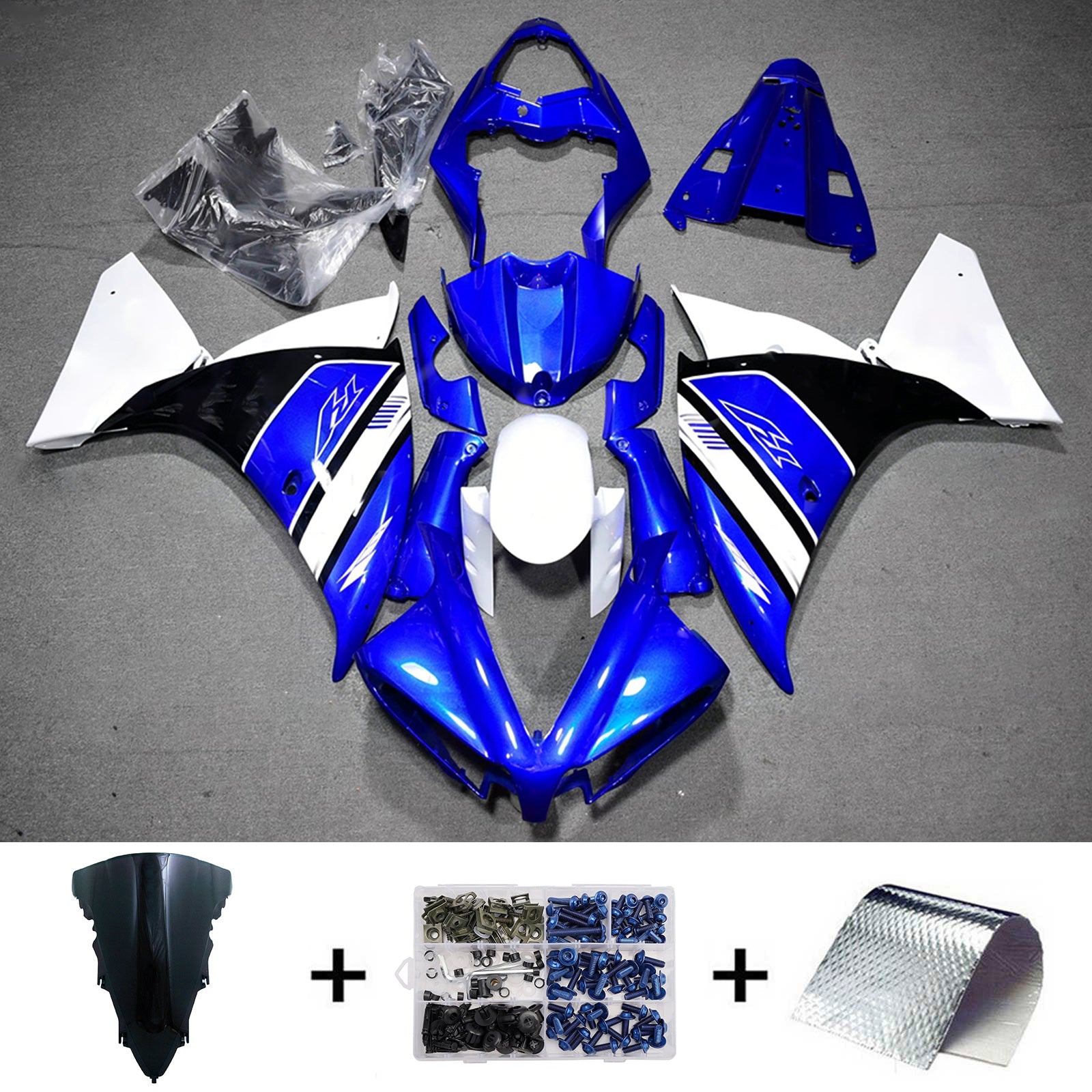 Amotopart 2009-2011 Yamaha YZF-R1 Blue/White Fairing Kit
