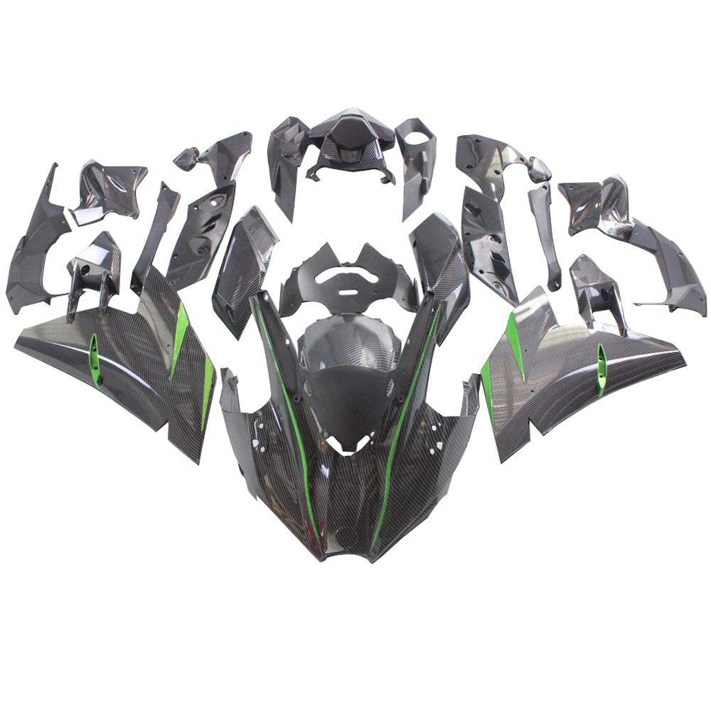 Amotopart 2015-2022 Kawasaki Ninja H2 Verkleidungssatz aus Carbonfaser, Schwarz/Grau