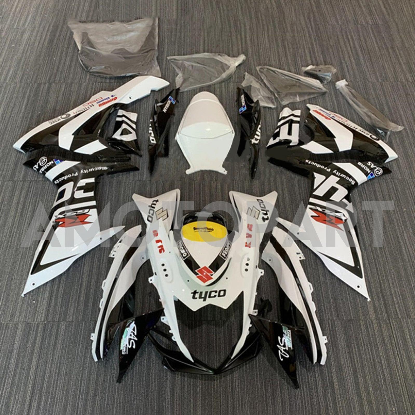 Amotopart 2011-2025 GSXR 600/750 Suzuki Black&White Fairing Kit