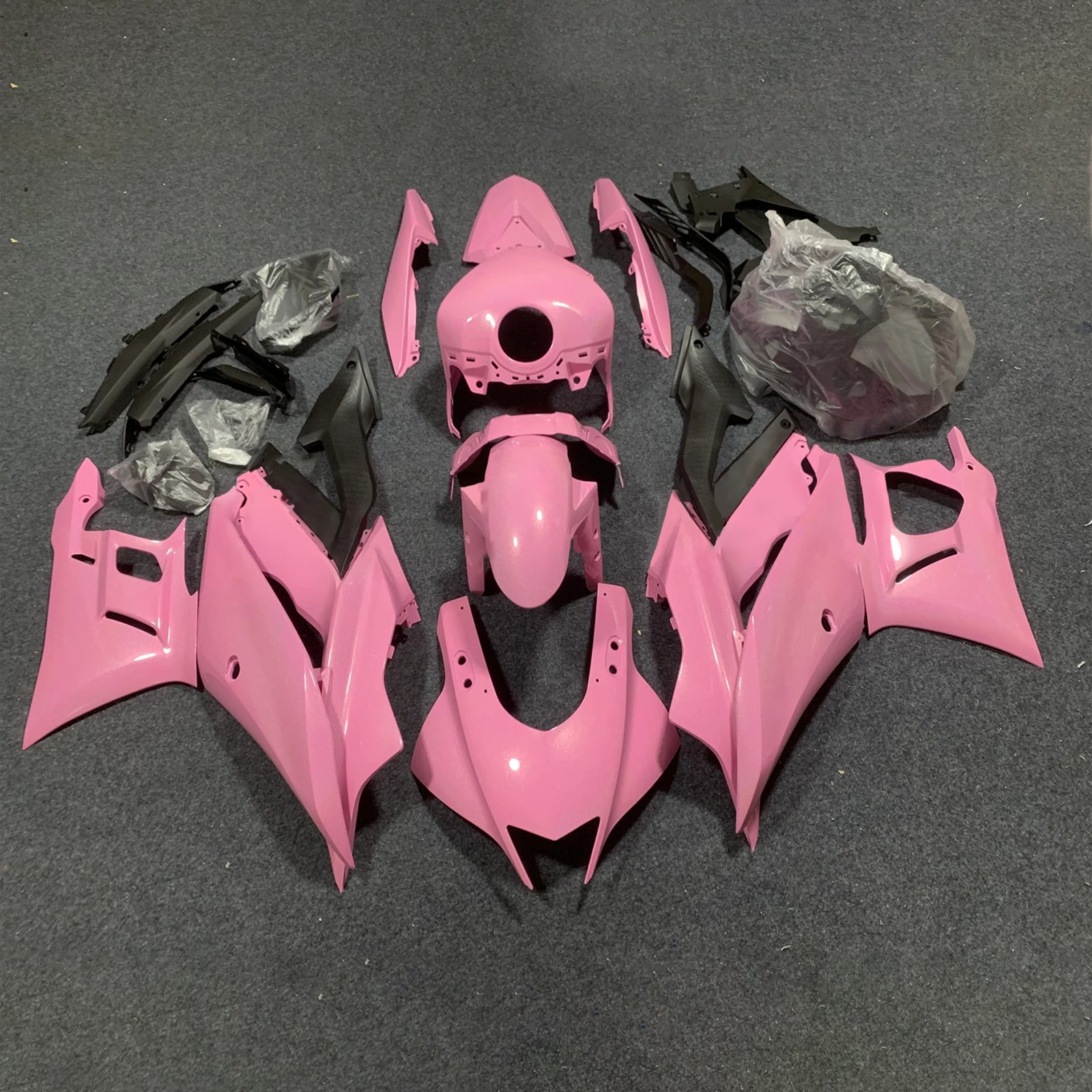 Amotopart 2022-2024 Yamaha YZF-R3 &amp; R25 Verkleidungssatz, Schwarz/Pink