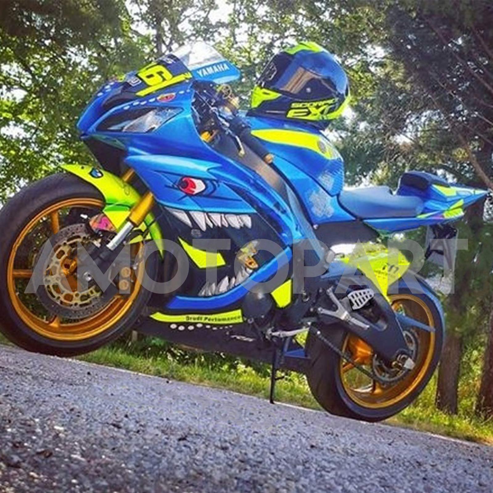 Amotopart 2008-2016 YZF 600 R6 Yamaha Blau&Green Monster Verkleidungskit