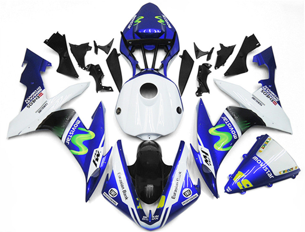 Amotopart Yamaha YZF 1000 R1 2004-2006 Kit de carénage blanc et bleu Style3