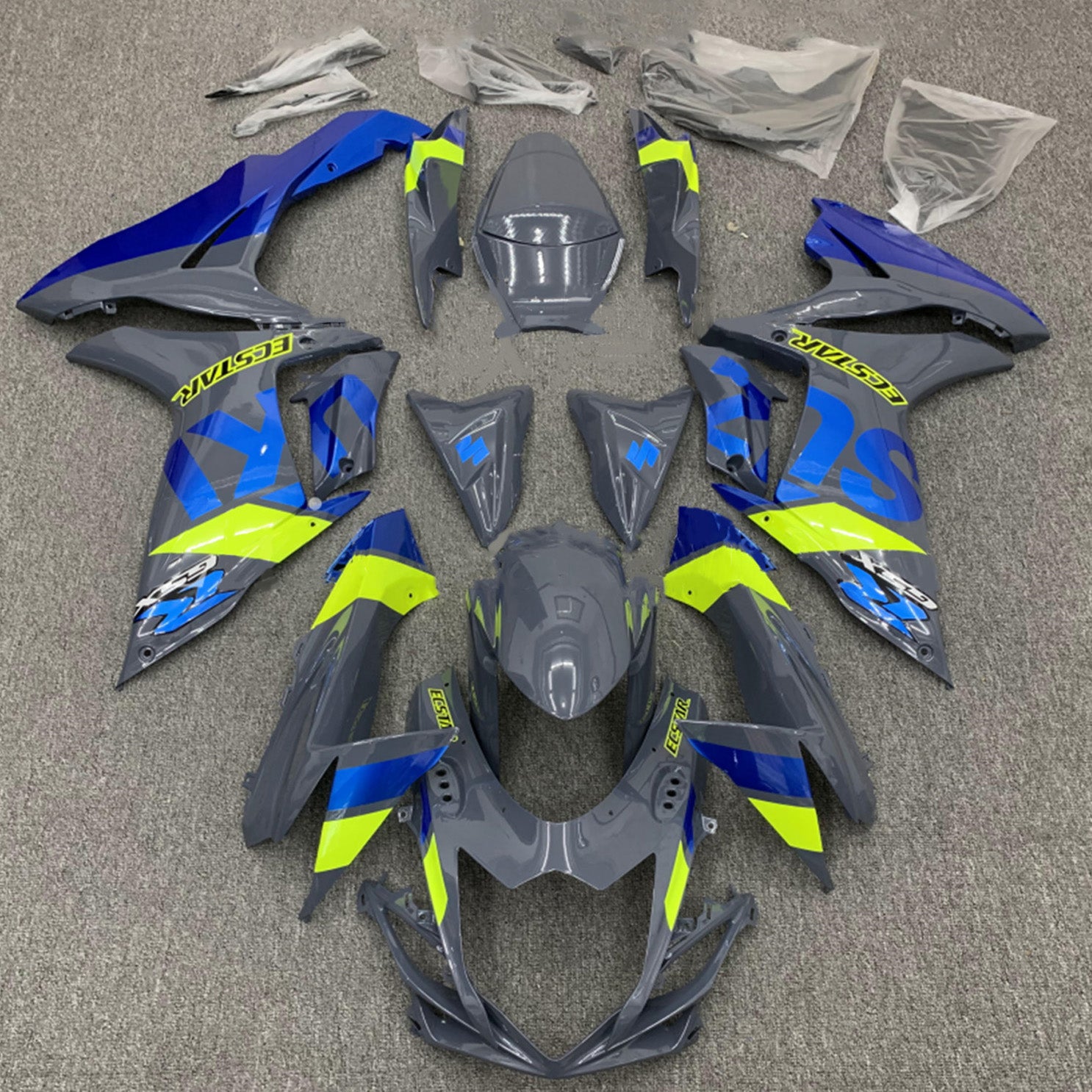 Amotopart 2011-2024 GSXR 600/750 Suzuki Blau&amp;Grün Verkleidungssatz