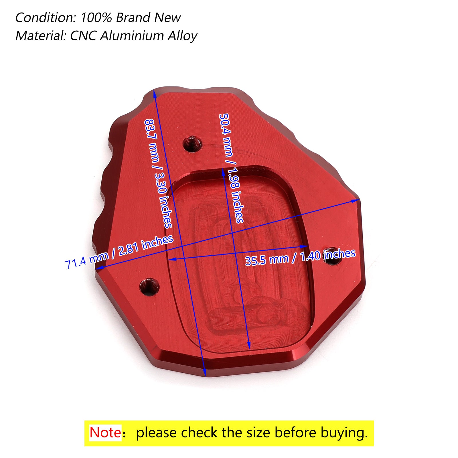 Piastra di ingrandimento del cavalletto di estensione del cavalletto laterale per HONDA CB500X 2019 Rosso
