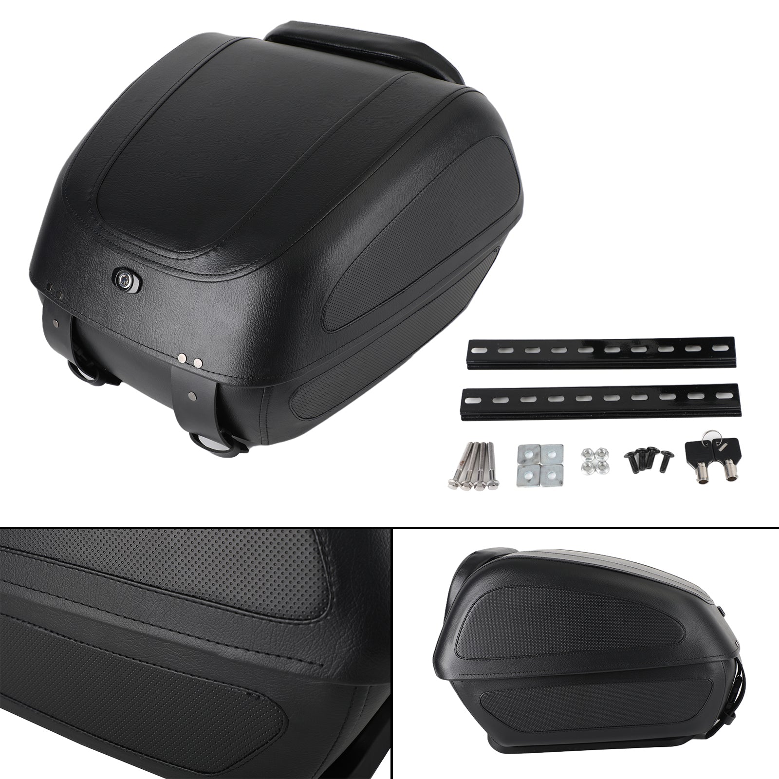 Motorcycle Top Box Motorbike/Bike Luggage/Helmet Back Storage w/Plate & Keys