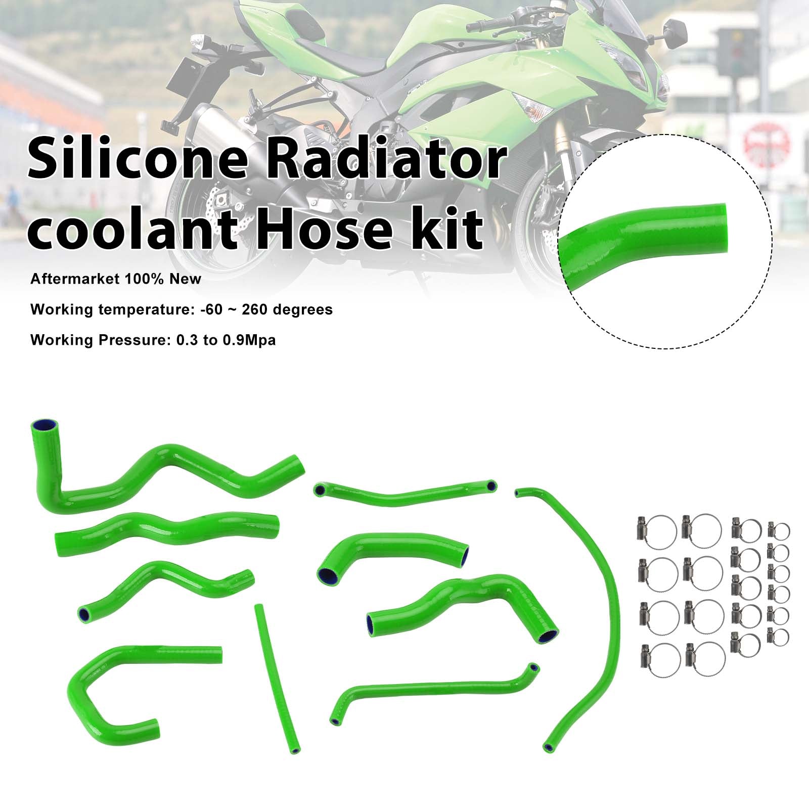 09-26 Kit de mangueira de refrigeração do radiador de silicone Kawasaki Ninja 636 ZX-6R