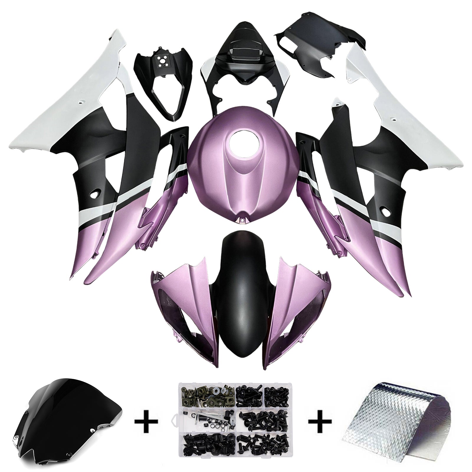 Amotopart 2008-2016 Yamaha YZF-R6 Purple & Black Fairing Kit