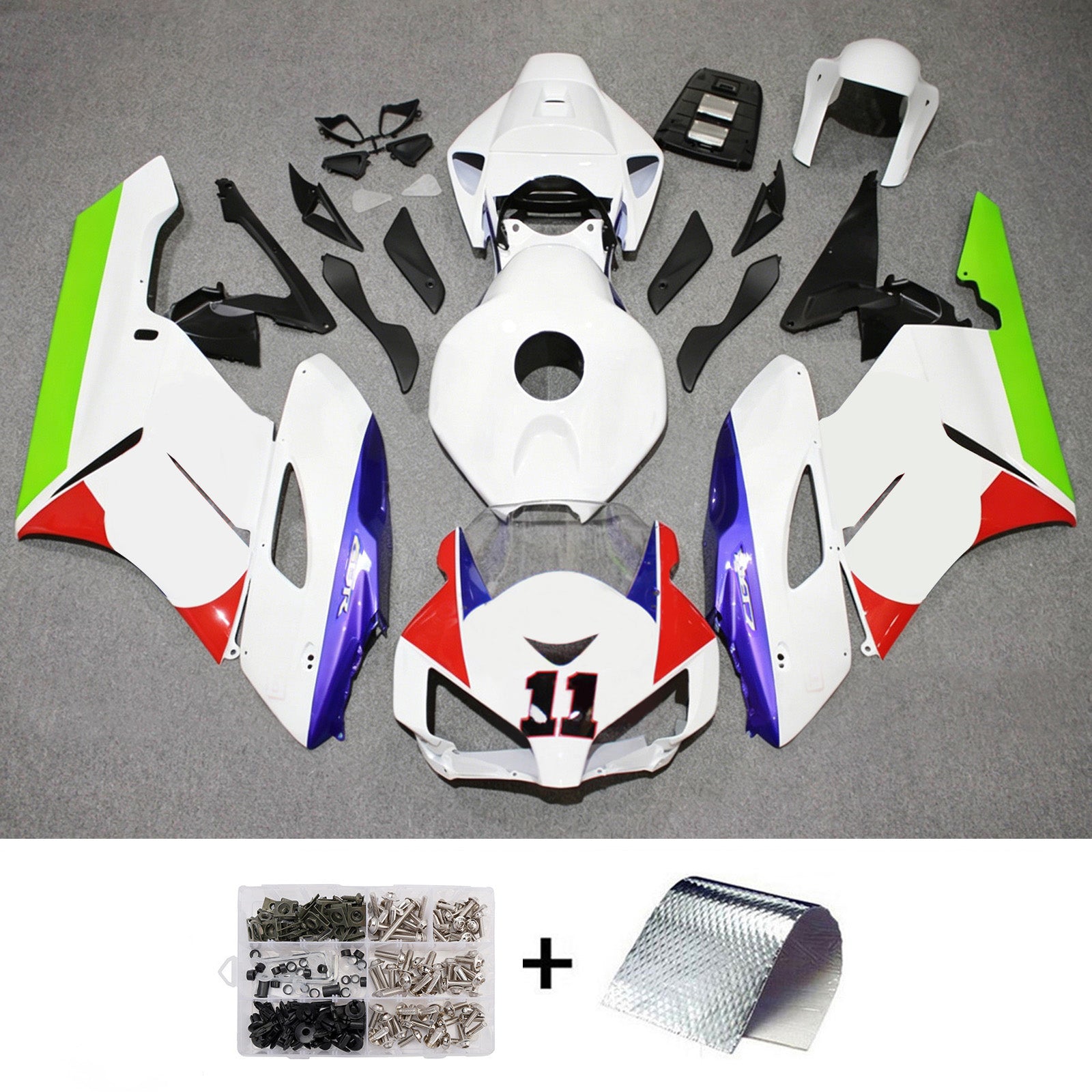Amotopart 2004-2005 Honda CBR1000RR Kit de carenado blanco verde morado