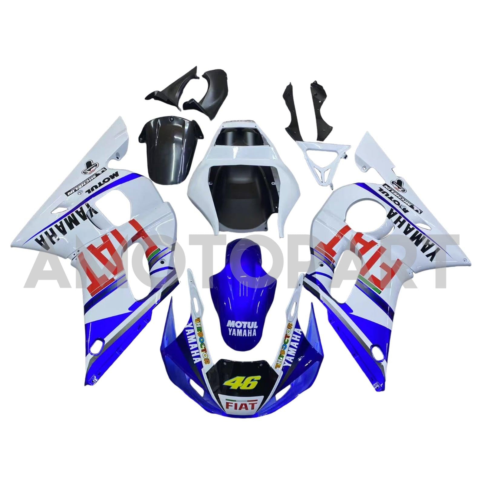 Amotopart 1998-2002 Yamaha YZF 600 R6 Blue White Red Fairing Kit
